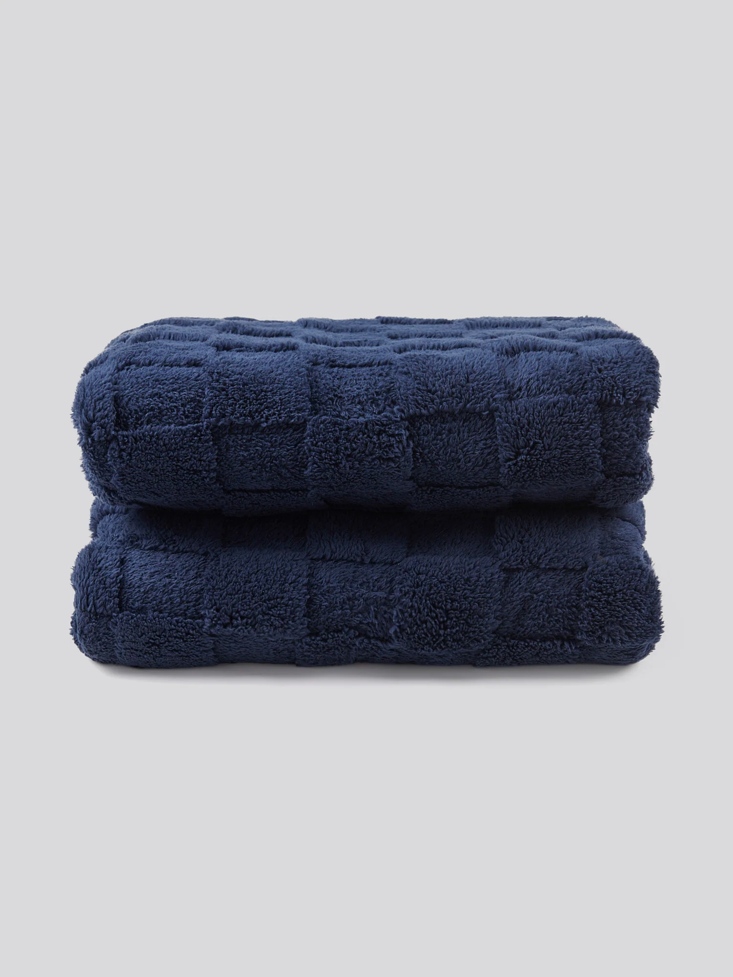 Premium Plush Jacquard Throw in Navy Iris - Image 2