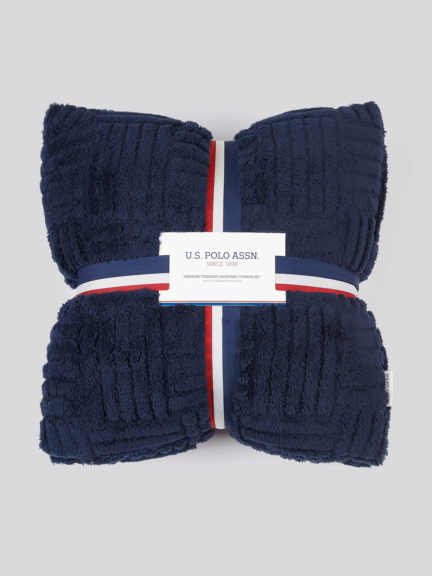 Premium Terrazzo Jacquard 2-Cushion Set in Navy Iris