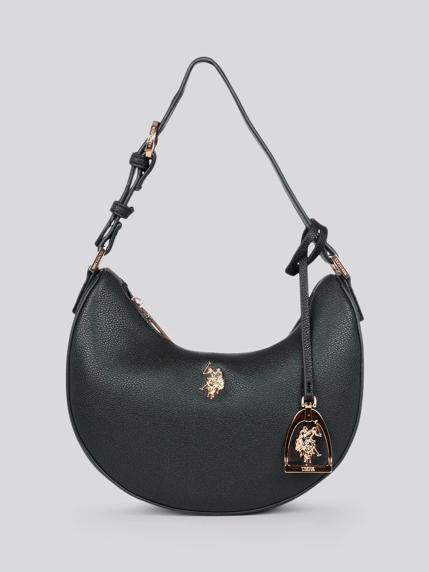 U.S. Polo Assn. Womens Jones Small Round Hobo Bag in Black
