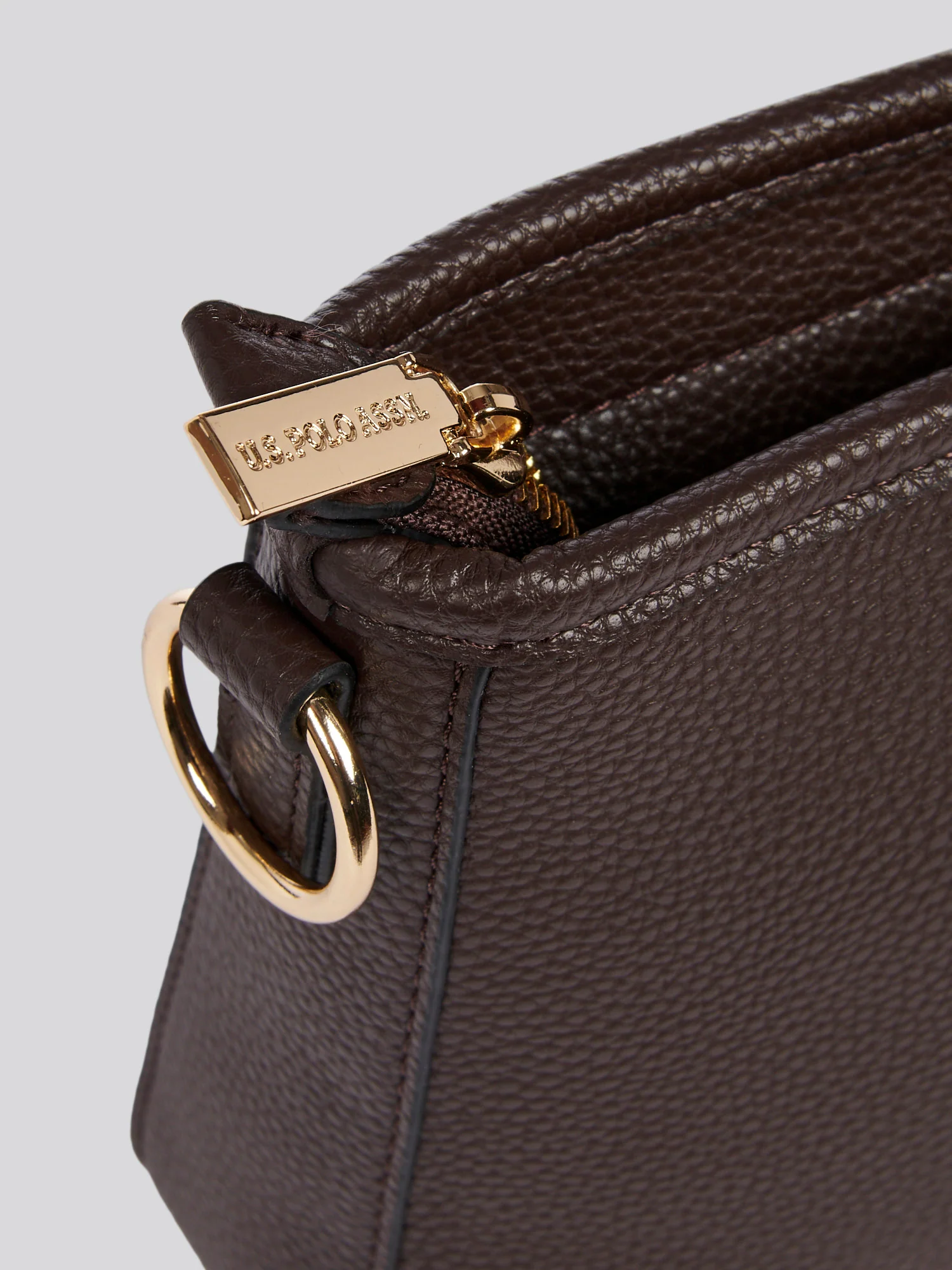 U.S. Polo Assn. Womens Stanford Baguette Bag in Dark Brown - Image 7