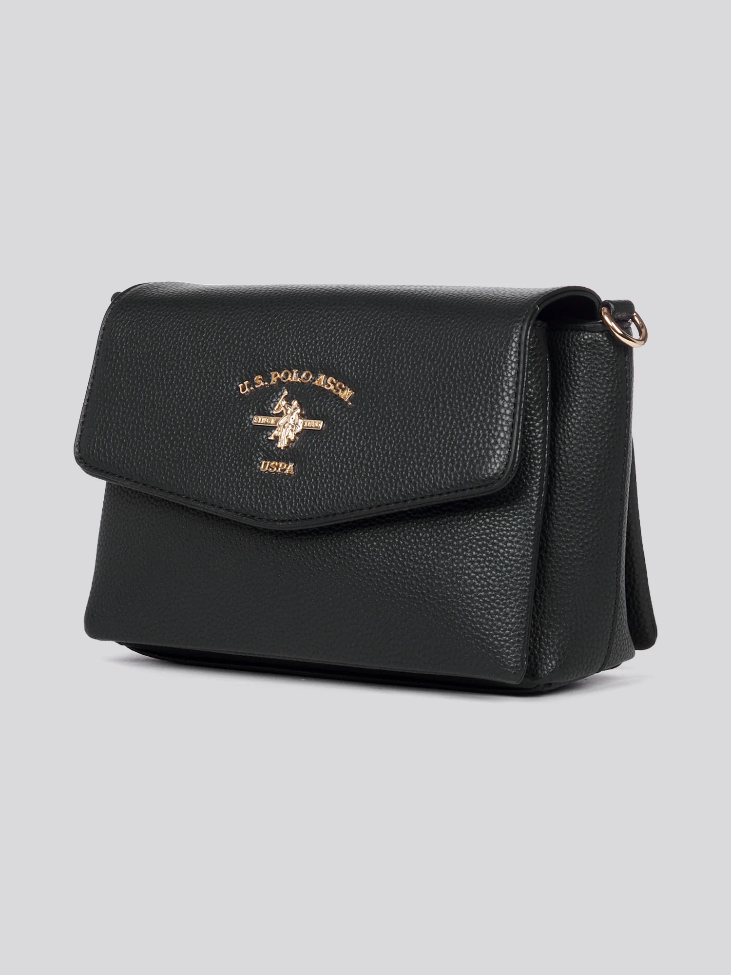 U.S. Polo Assn. Womens Stanford Flap Crossbody Bag in Black - Image 4