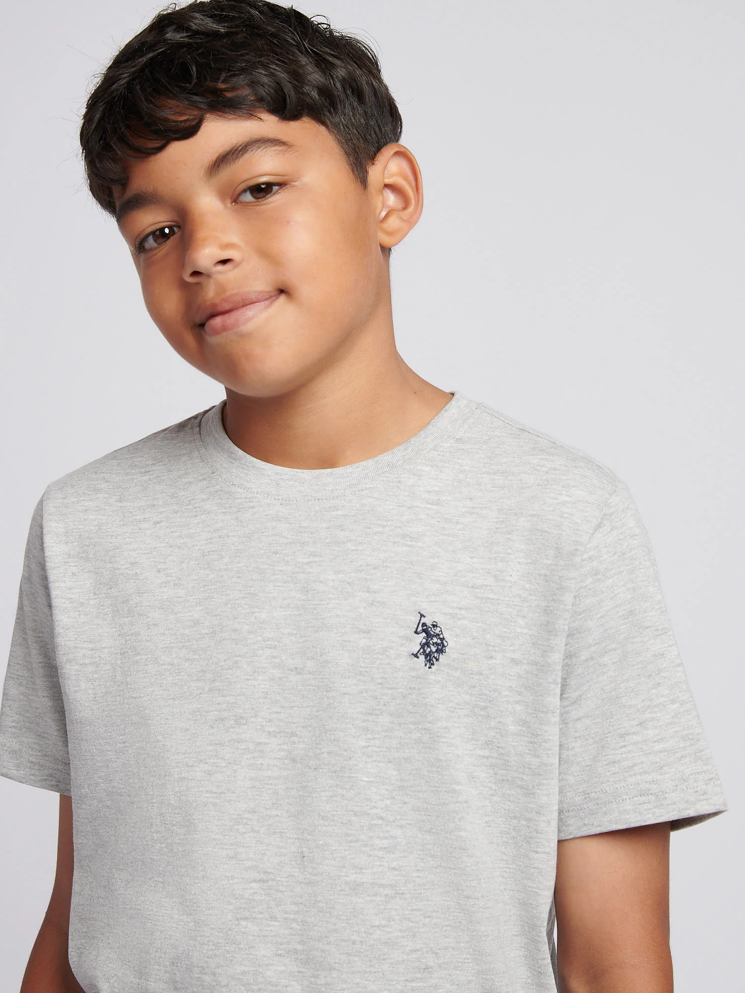 Boys USPA Back Graphic T-Shirt in Mid Grey Marl - Image 2