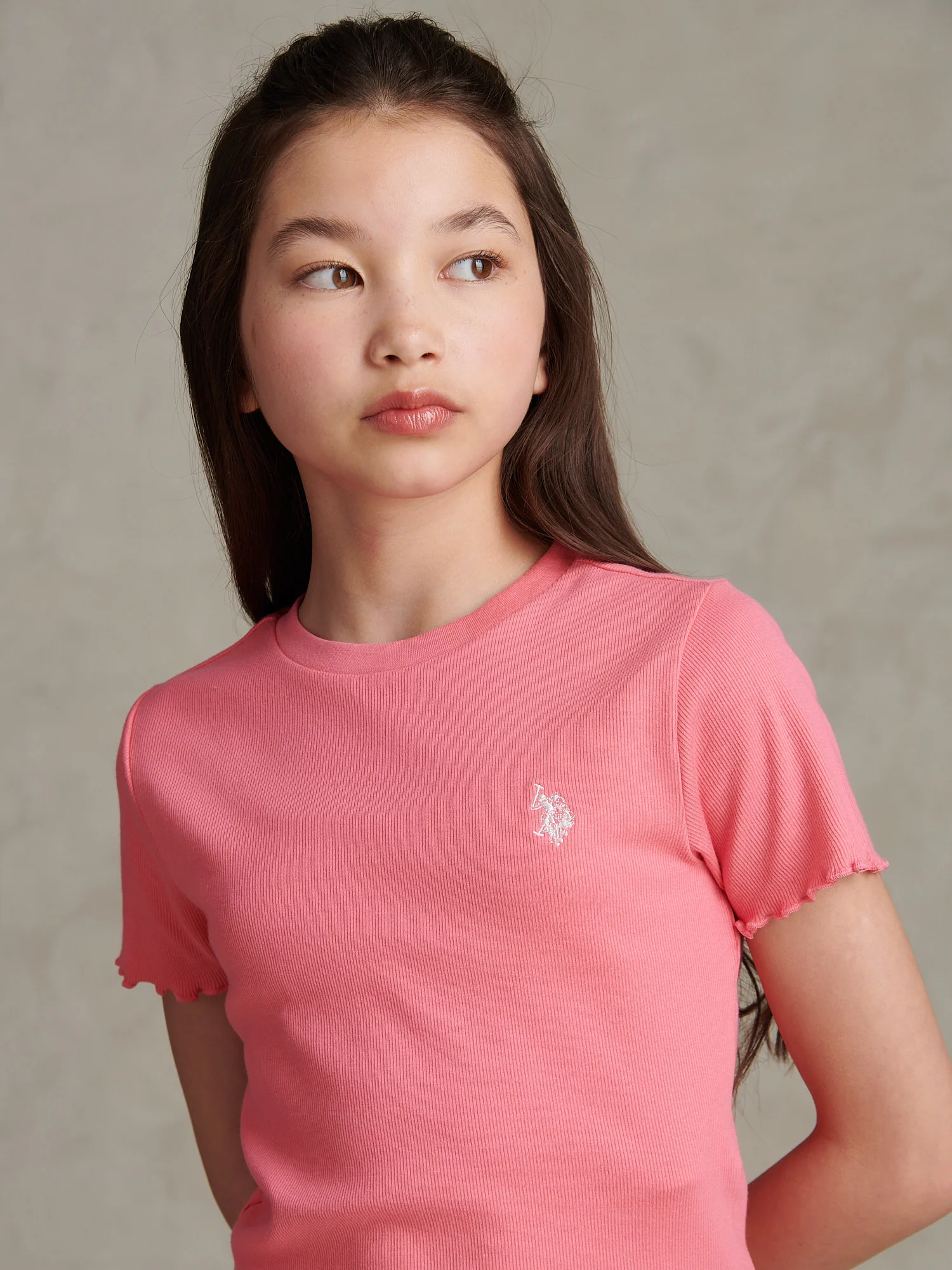 Girls Lettuce Hem Logo T-Shirt Bubblegum - Image 2