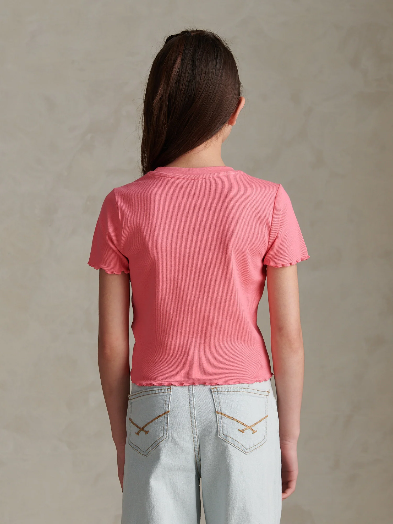 Girls Lettuce Hem Logo T-Shirt Bubblegum - Image 4