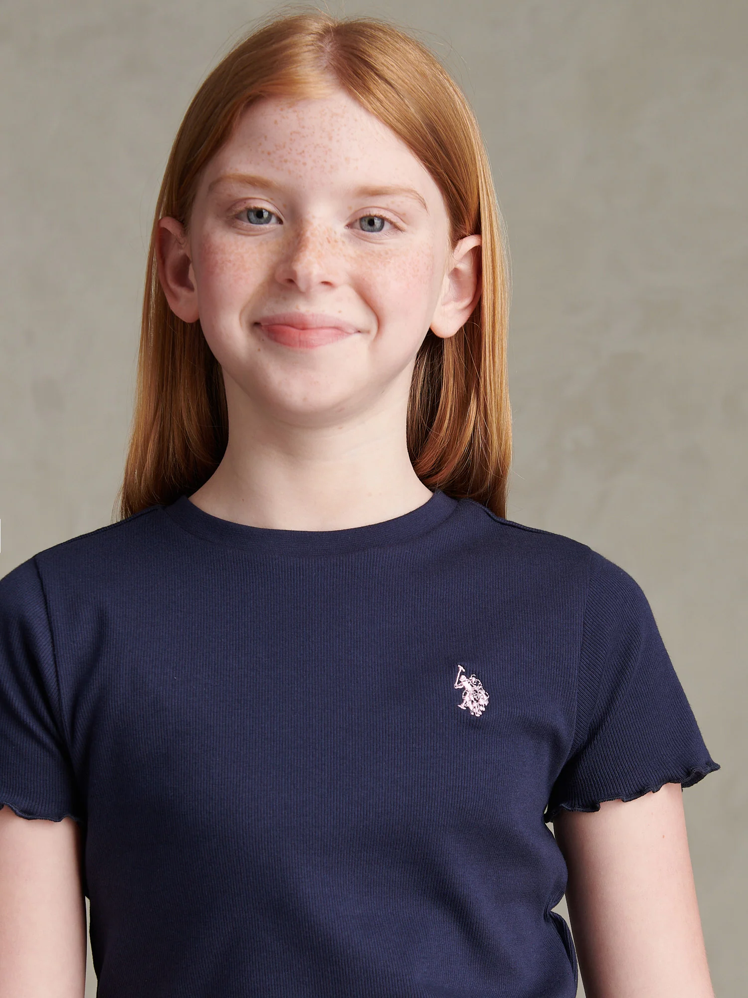 Girls Lettuce Hem Logo T-Shirt Navy Iris - Image 2