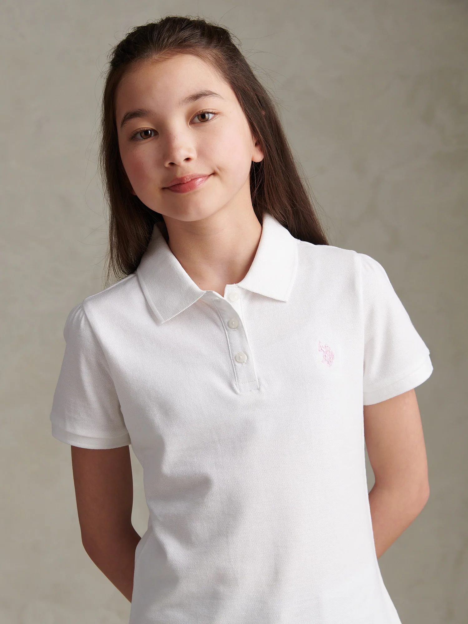 Girls Regular Pique Polo Shirt Bright White - Image 2