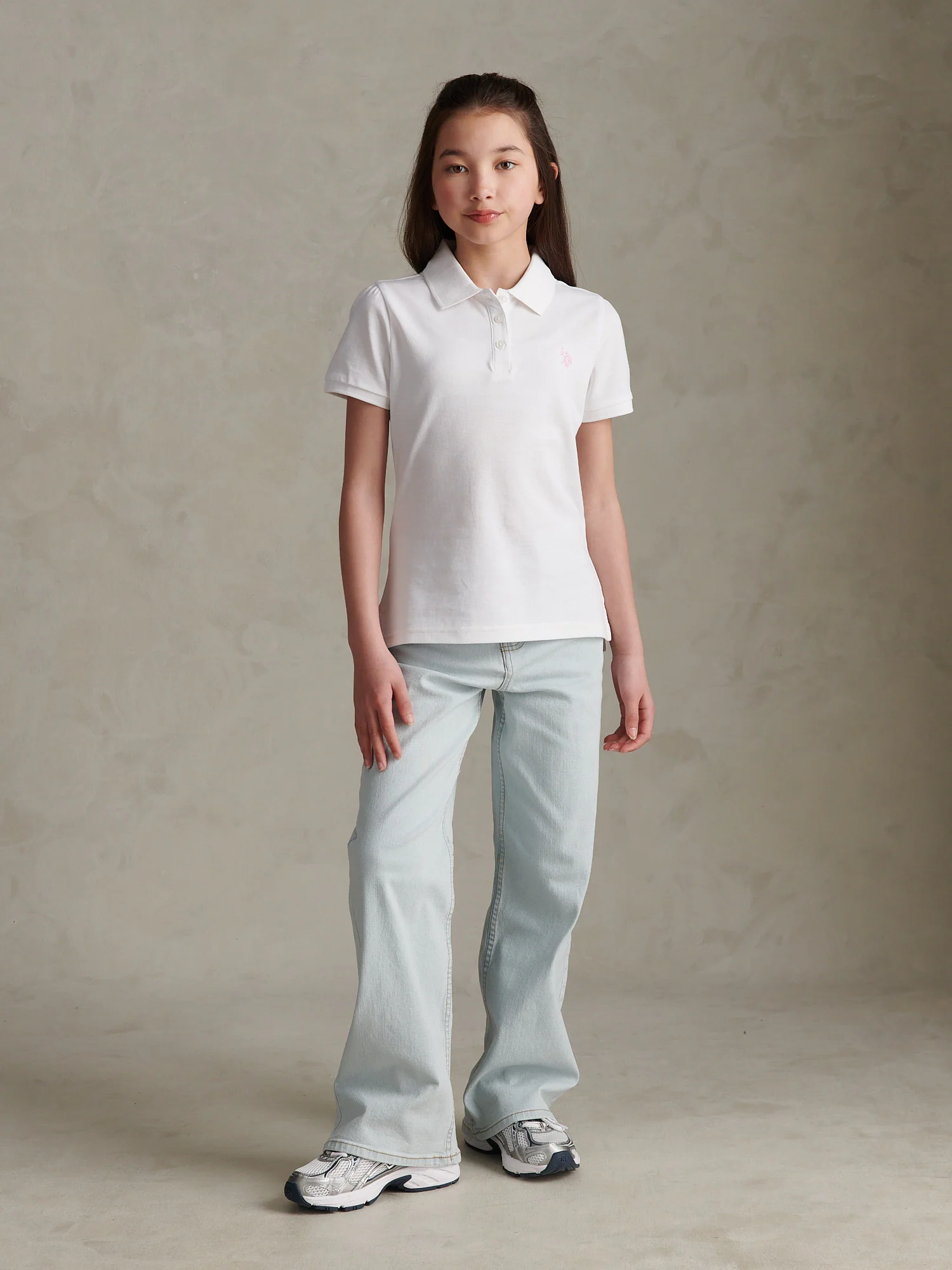 Girls Regular Pique Polo Shirt Bright White - Image 3