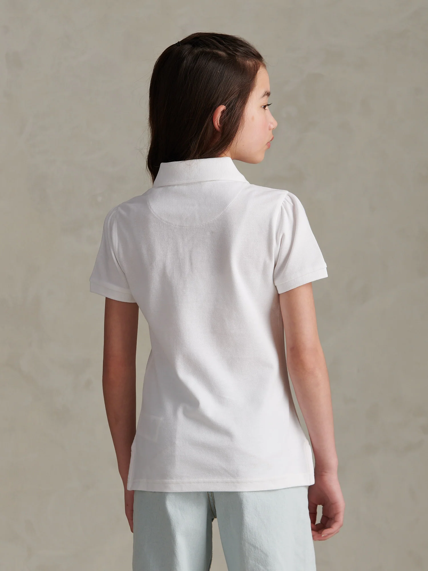 Girls Regular Pique Polo Shirt Bright White - Image 5
