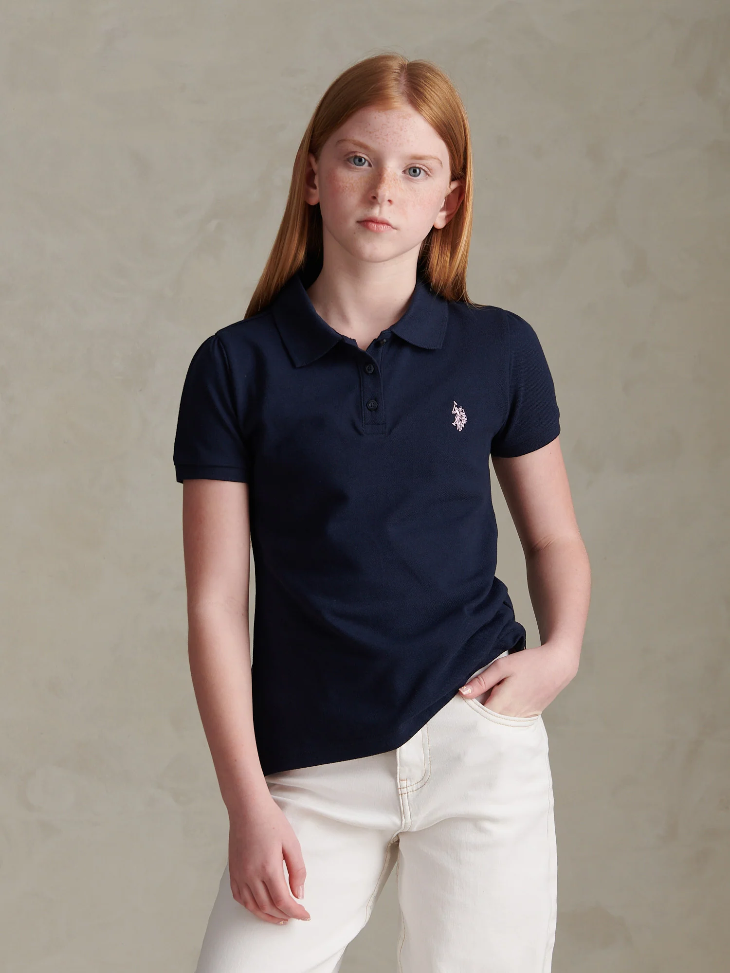 Girls Regular Pique Polo Shirt Navy Iris