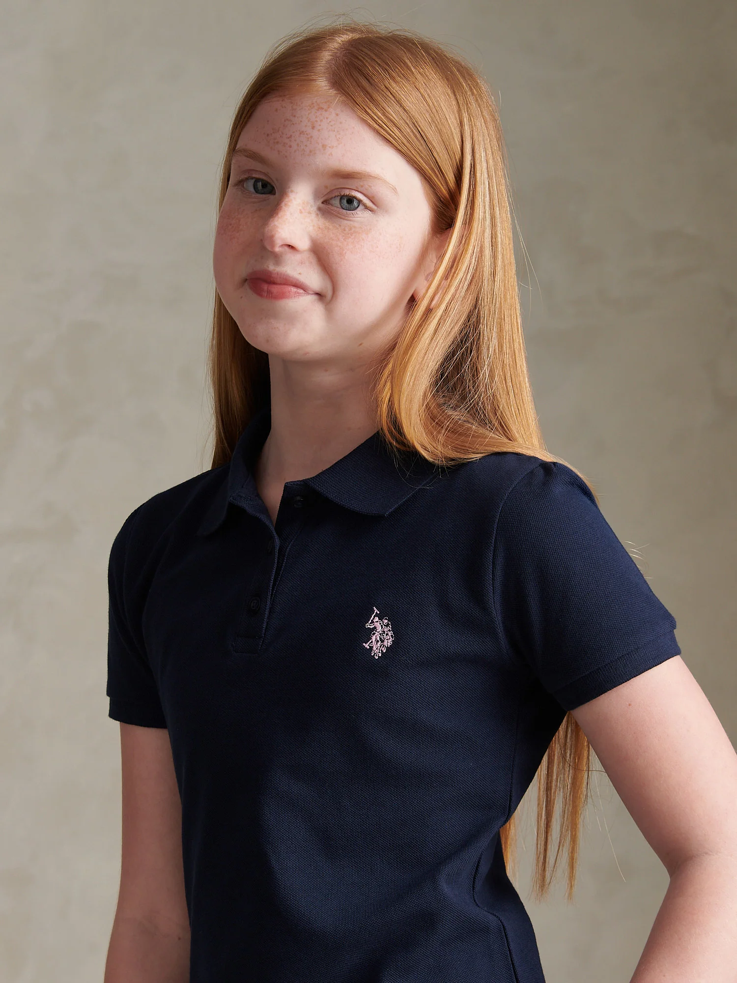 Girls Regular Pique Polo Shirt Navy Iris - Image 2