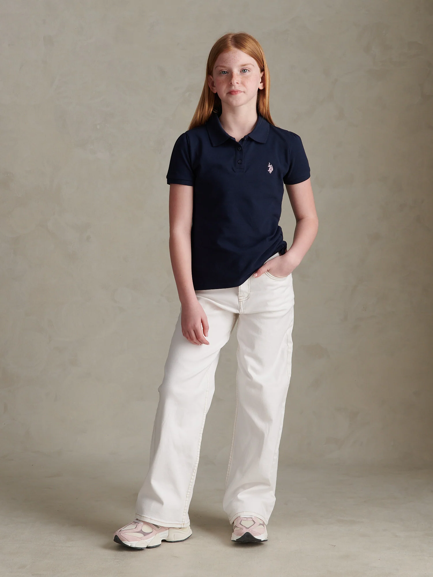Girls Regular Pique Polo Shirt Navy Iris - Image 3