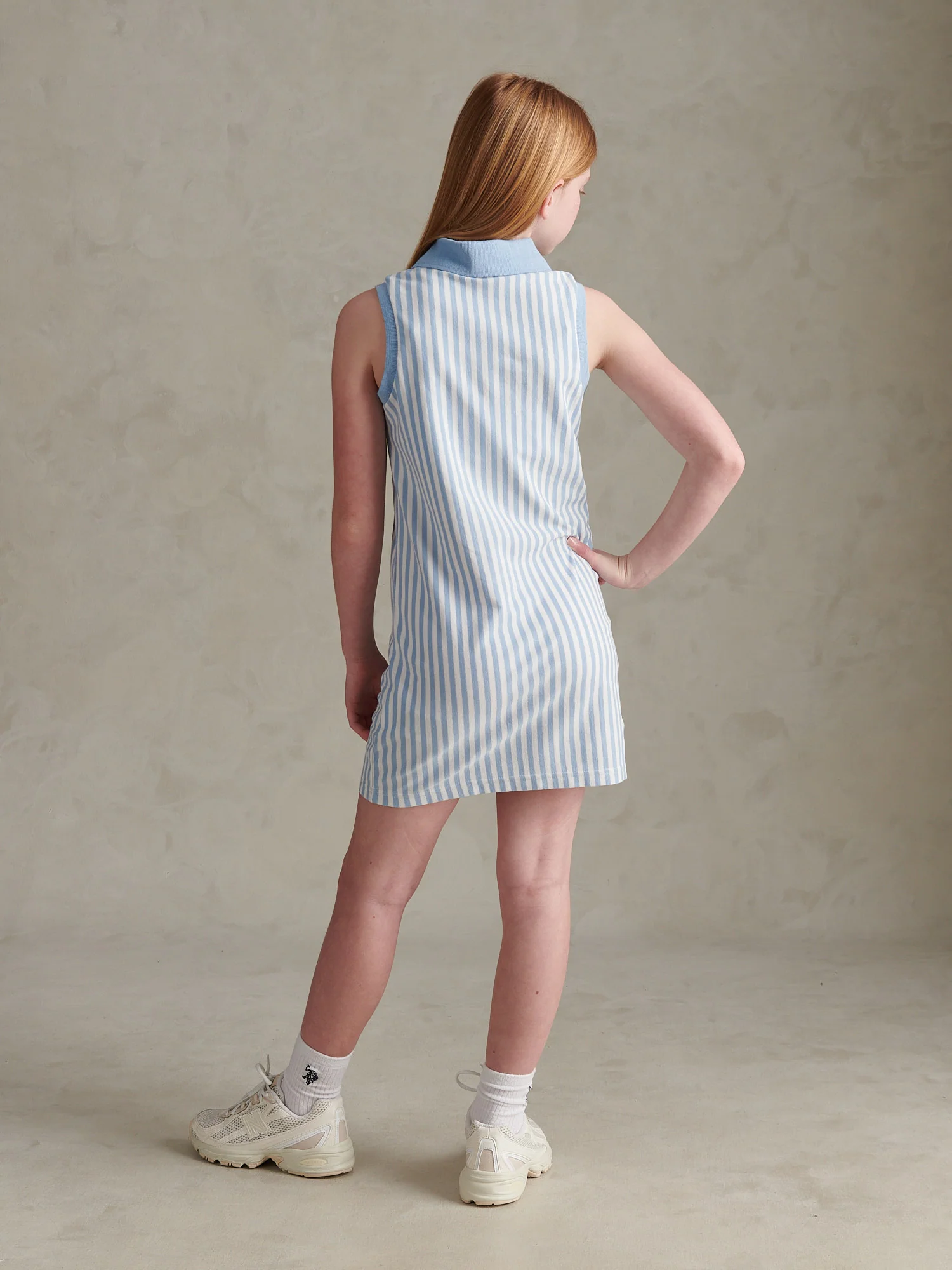 Girls Stripe Sleeveless Pique Polo Dress Open Air - Image 3