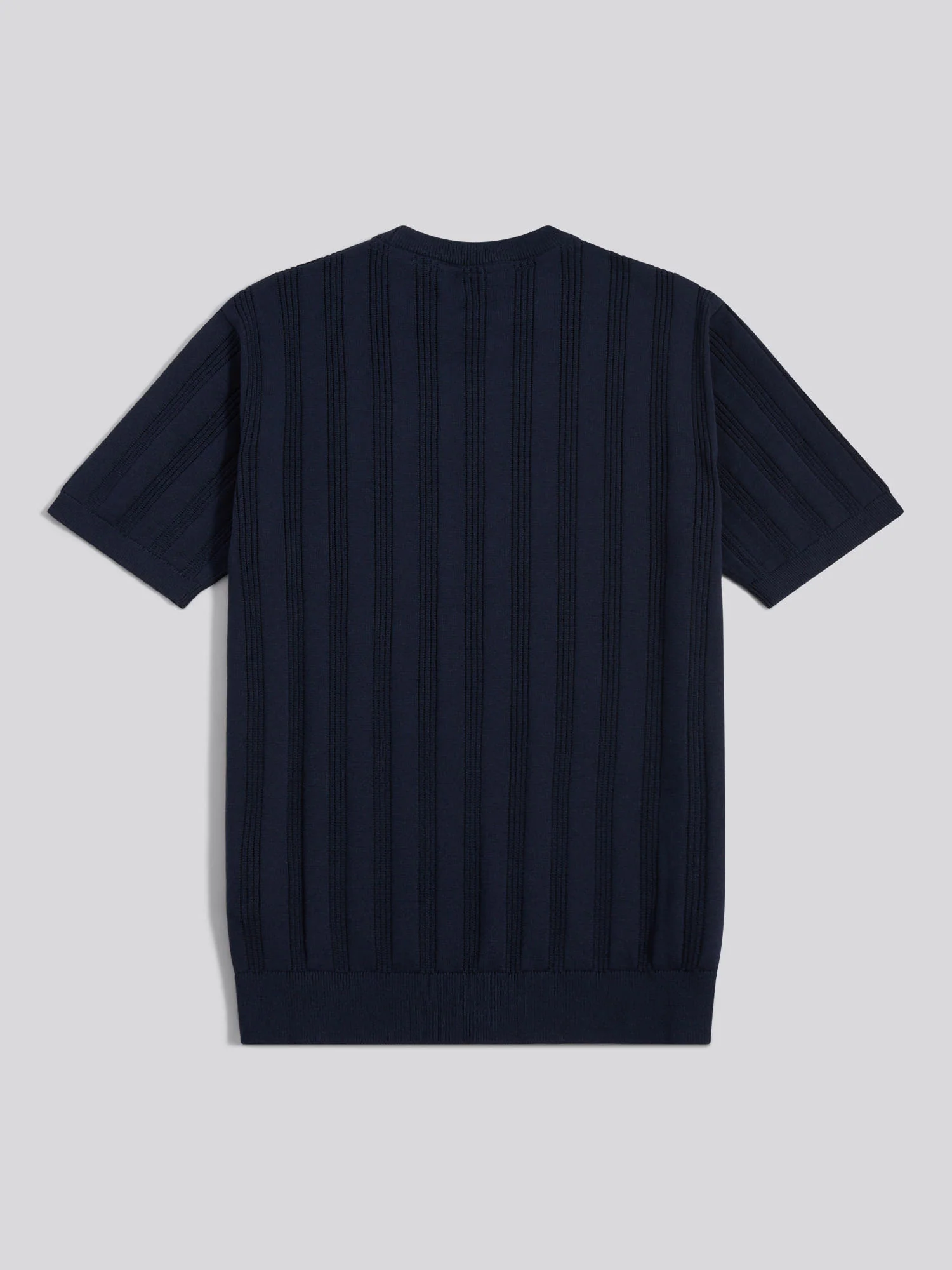 Mens Vertical Texture Knit T-Shirt Dark Sapphire Navy / Moonlight Blue DHM - Image 6