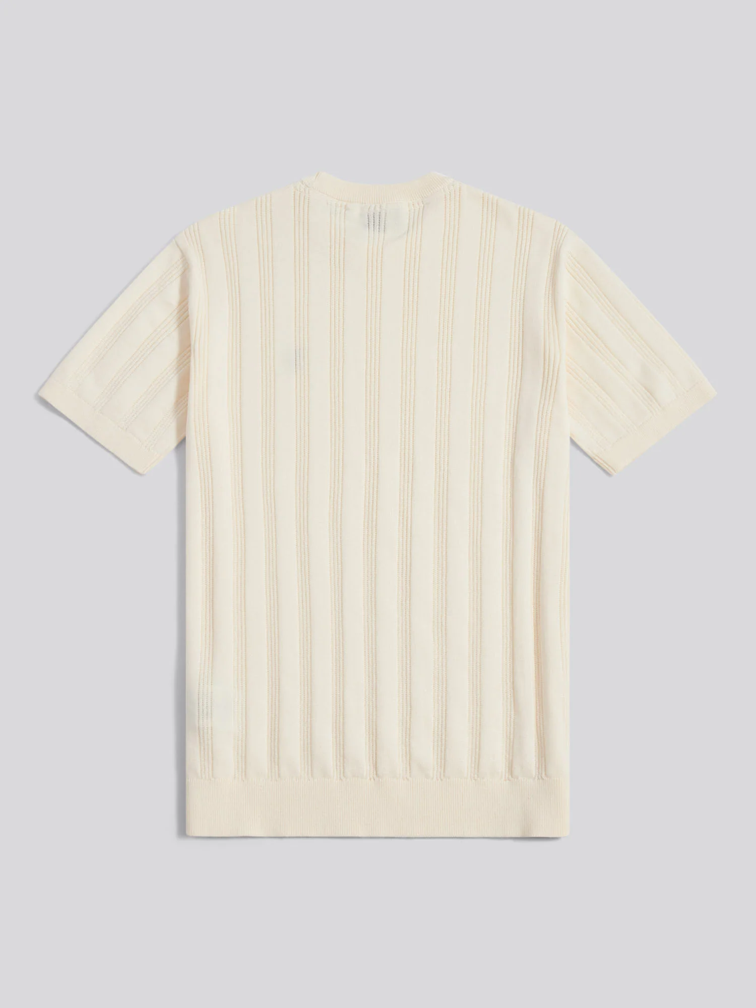 Mens Vertical Texture Knit T-Shirt Whisper White - Image 6