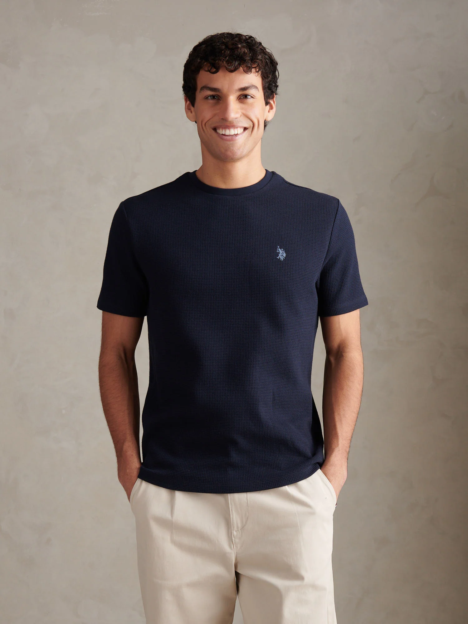 Mens Waffle Jersey T-Shirt Dark Sapphire Navy