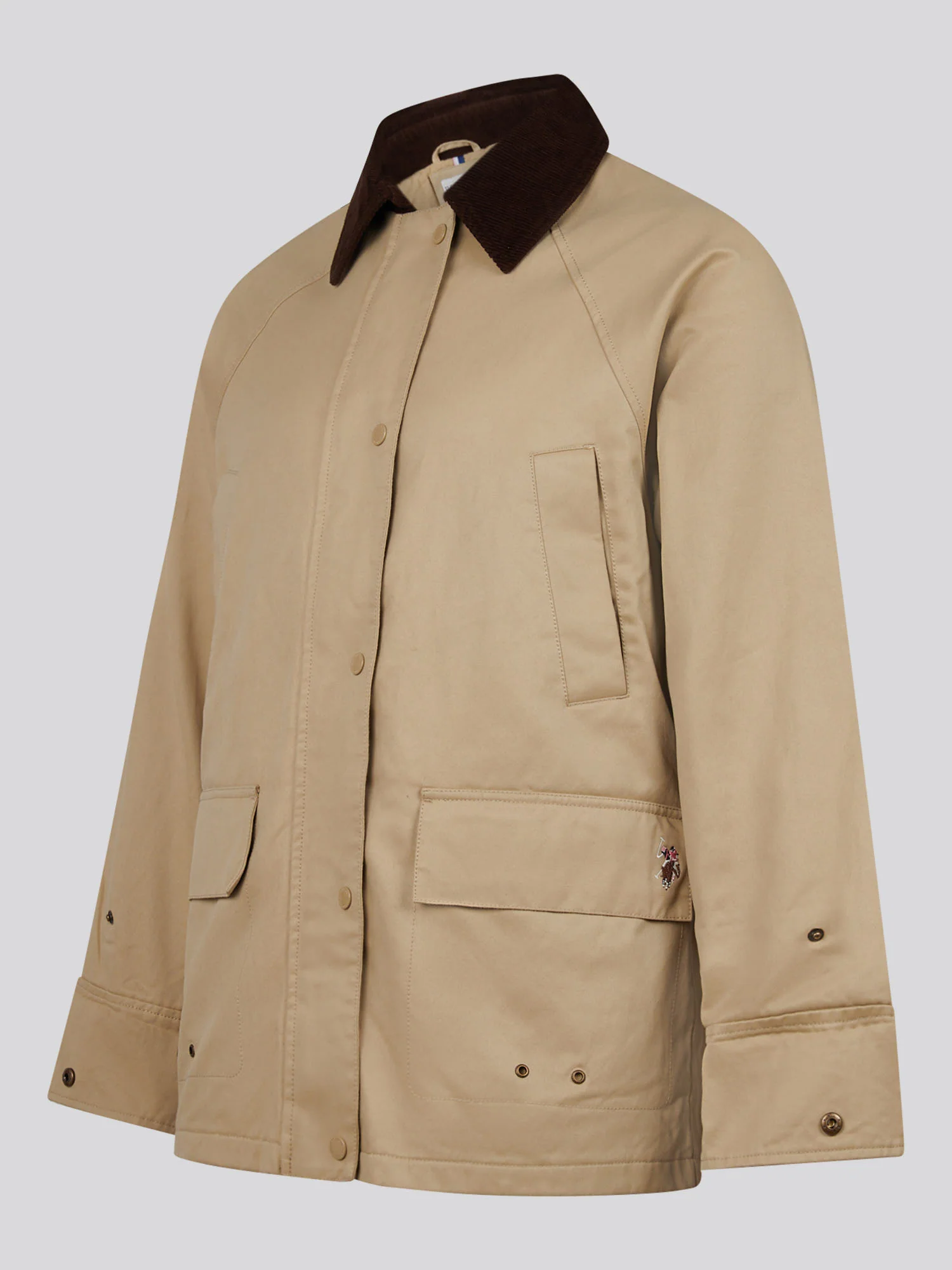Womens Waxed Cotton Short Parka Trench Coat - Image 10
