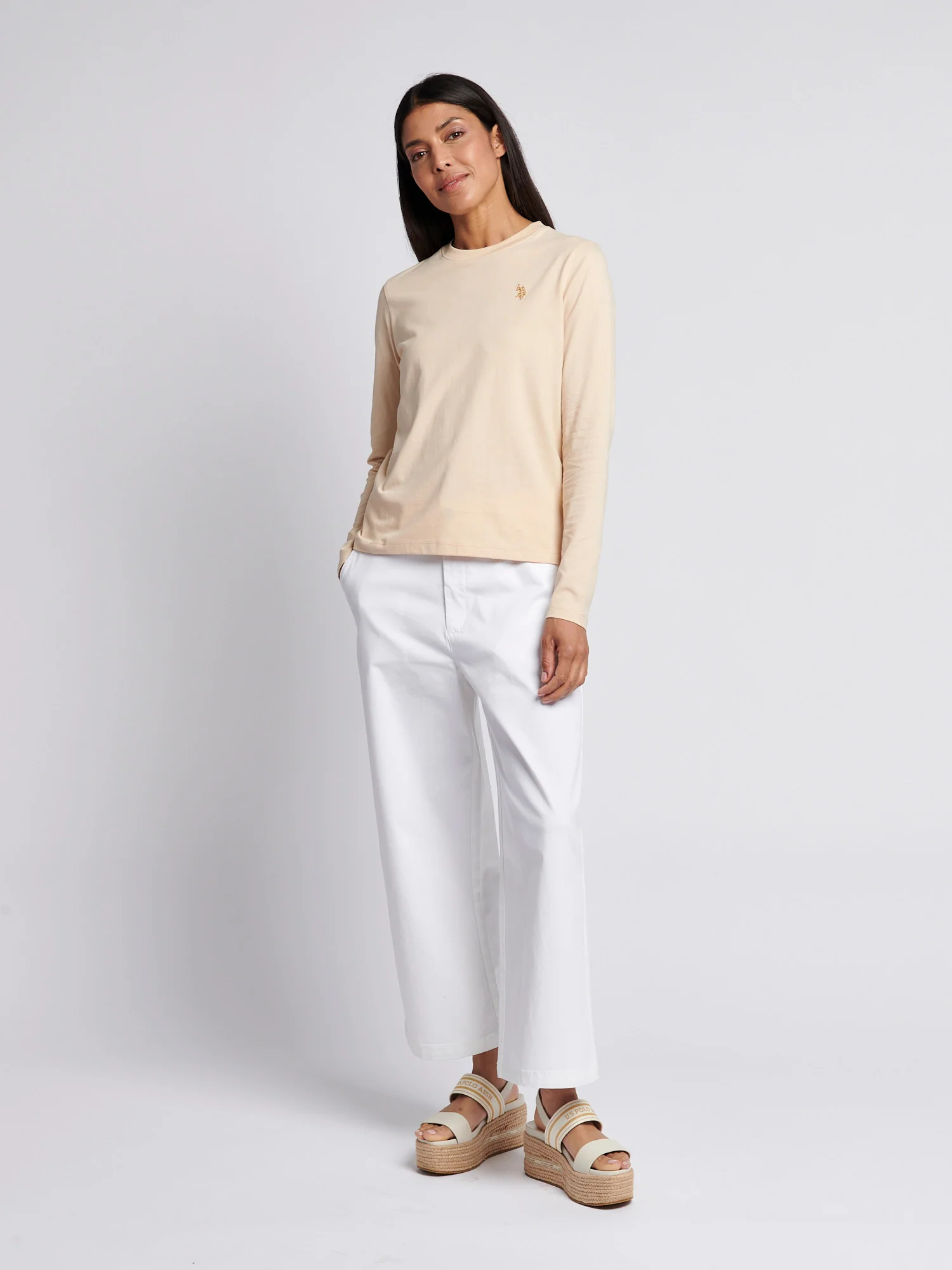 Womens Ankle Wide Leg Chino Trouser in Bright White - Image 3