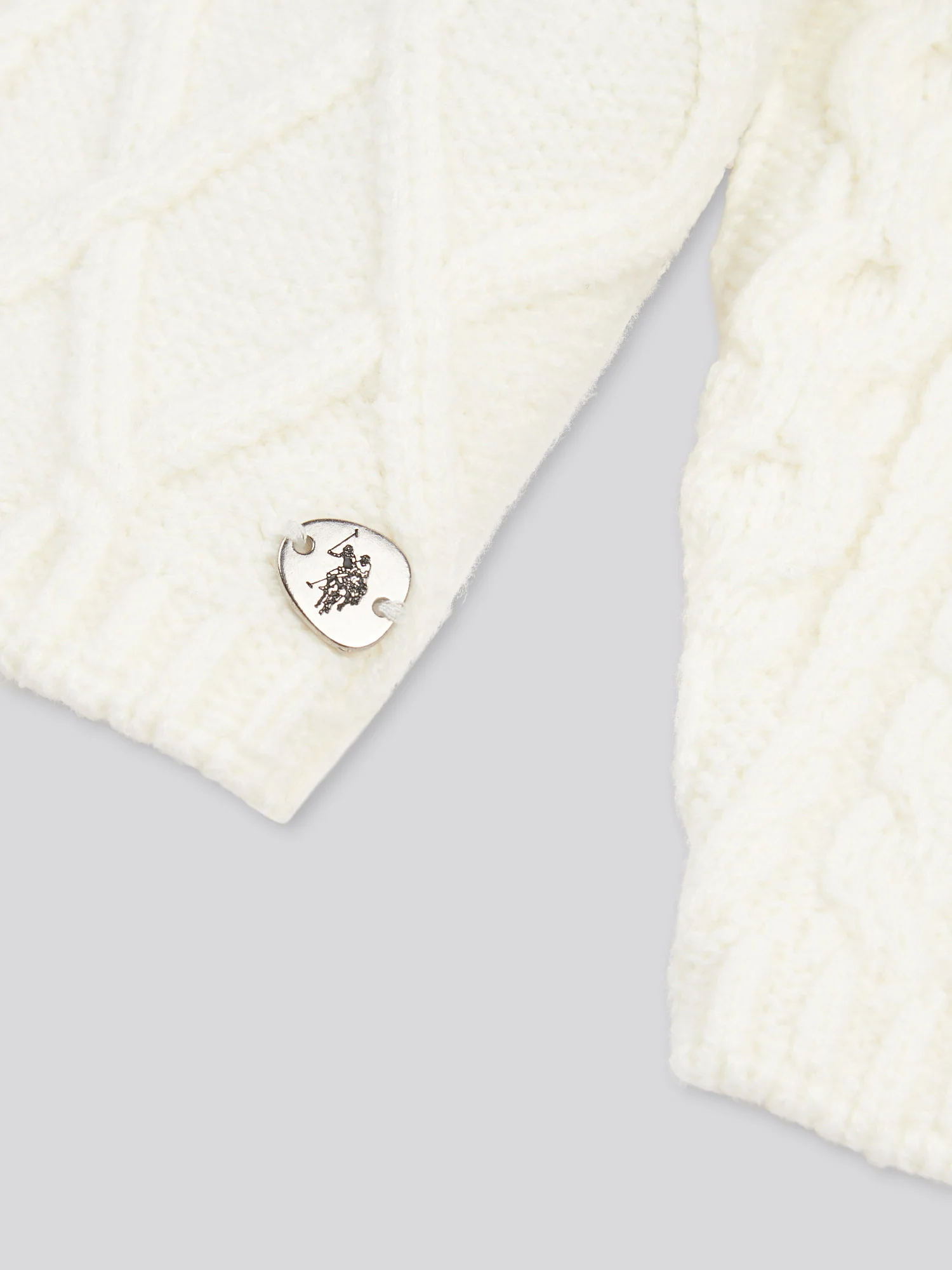 Womens Aran Cable Cardigan Marshmallow - Image 7