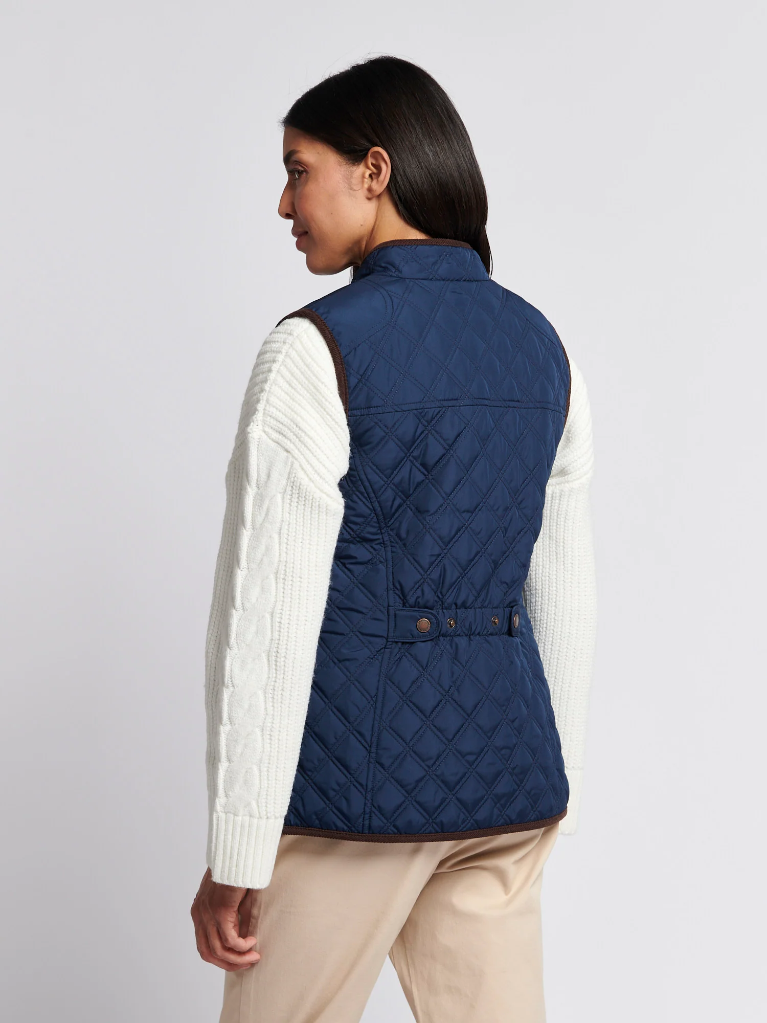 Womens Bound Quilted Hacking Gilet in Navy Iris - Image 4
