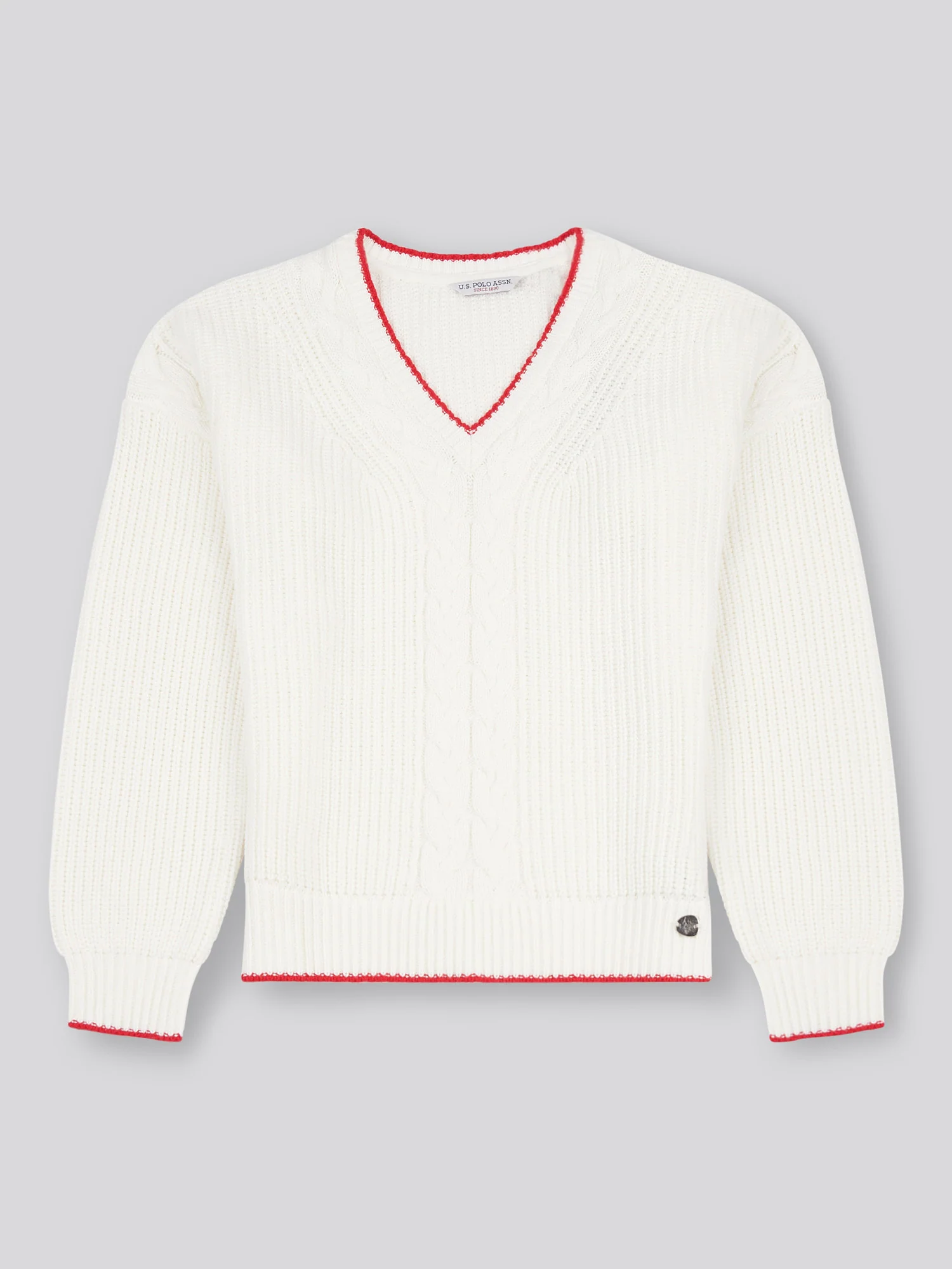 Womens Braid Cable Cricket Jumper in Marshmallow - Image 5