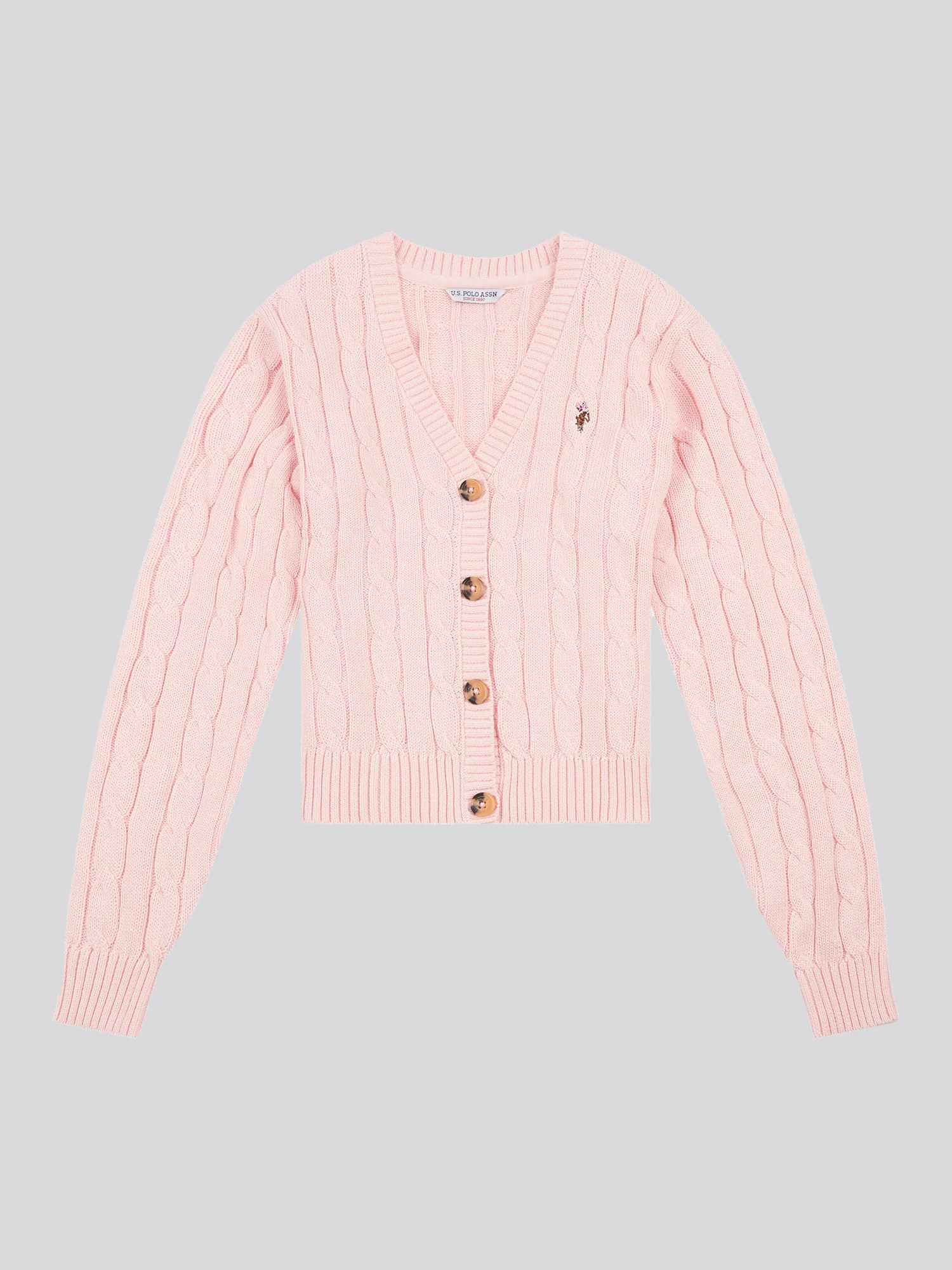 Womens Cable Knit Cardigan Crystal Rose - Image 6