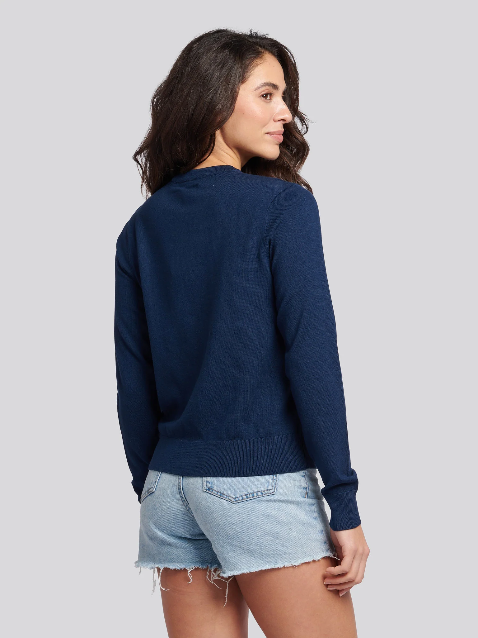 Womens Crew Neck Jumper in Navy Iris - Image 3