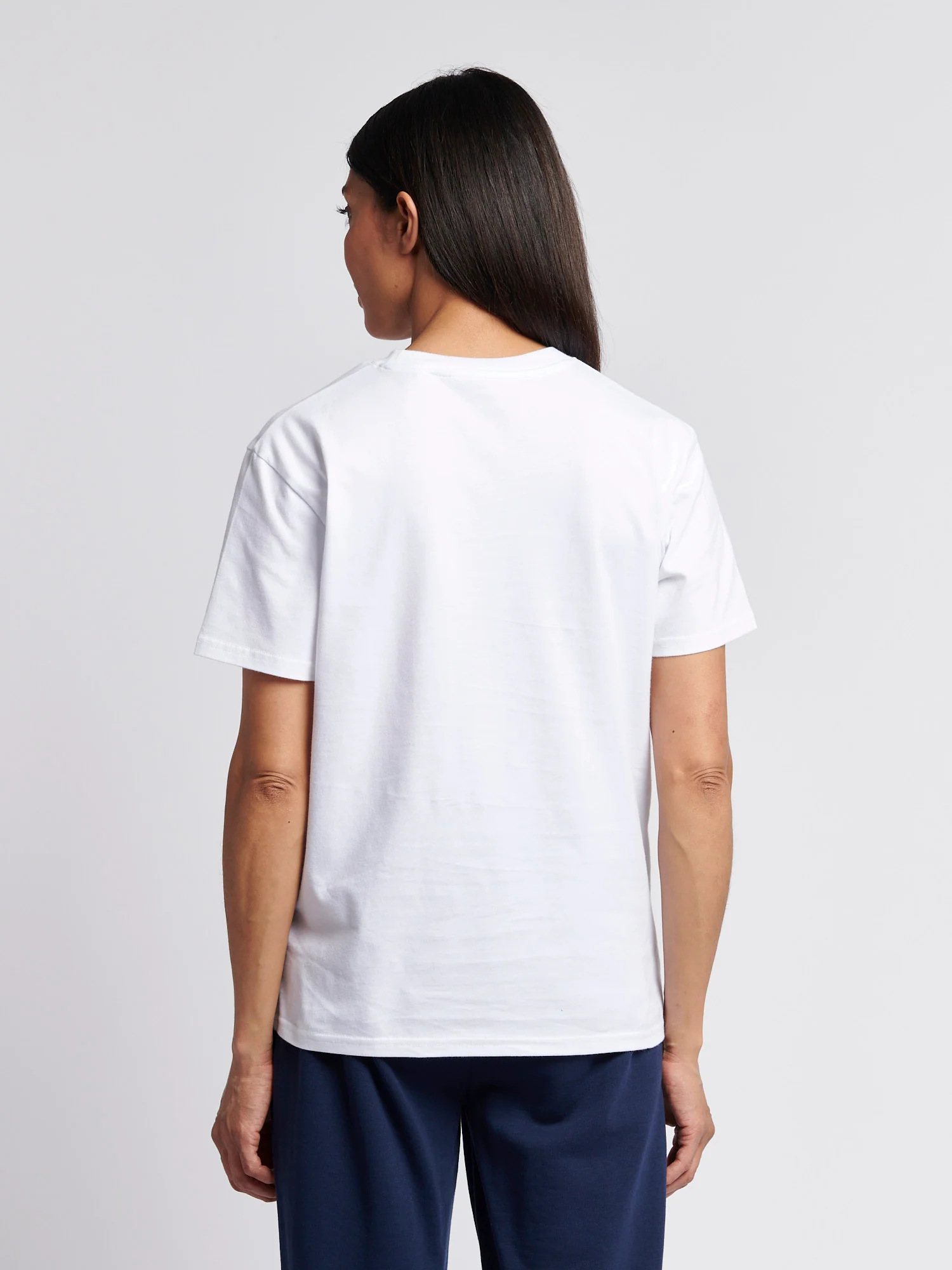 Womens Double Horsemen Print Crew Neck T-Shirt in Bright White - Image 4