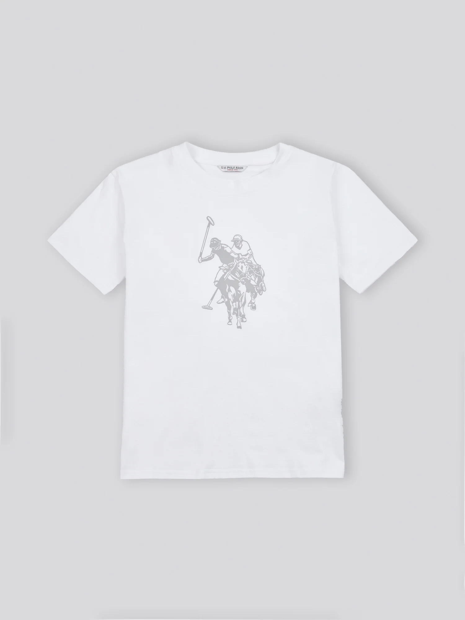 Womens Double Horsemen Print Crew Neck T-Shirt in Bright White - Image 6