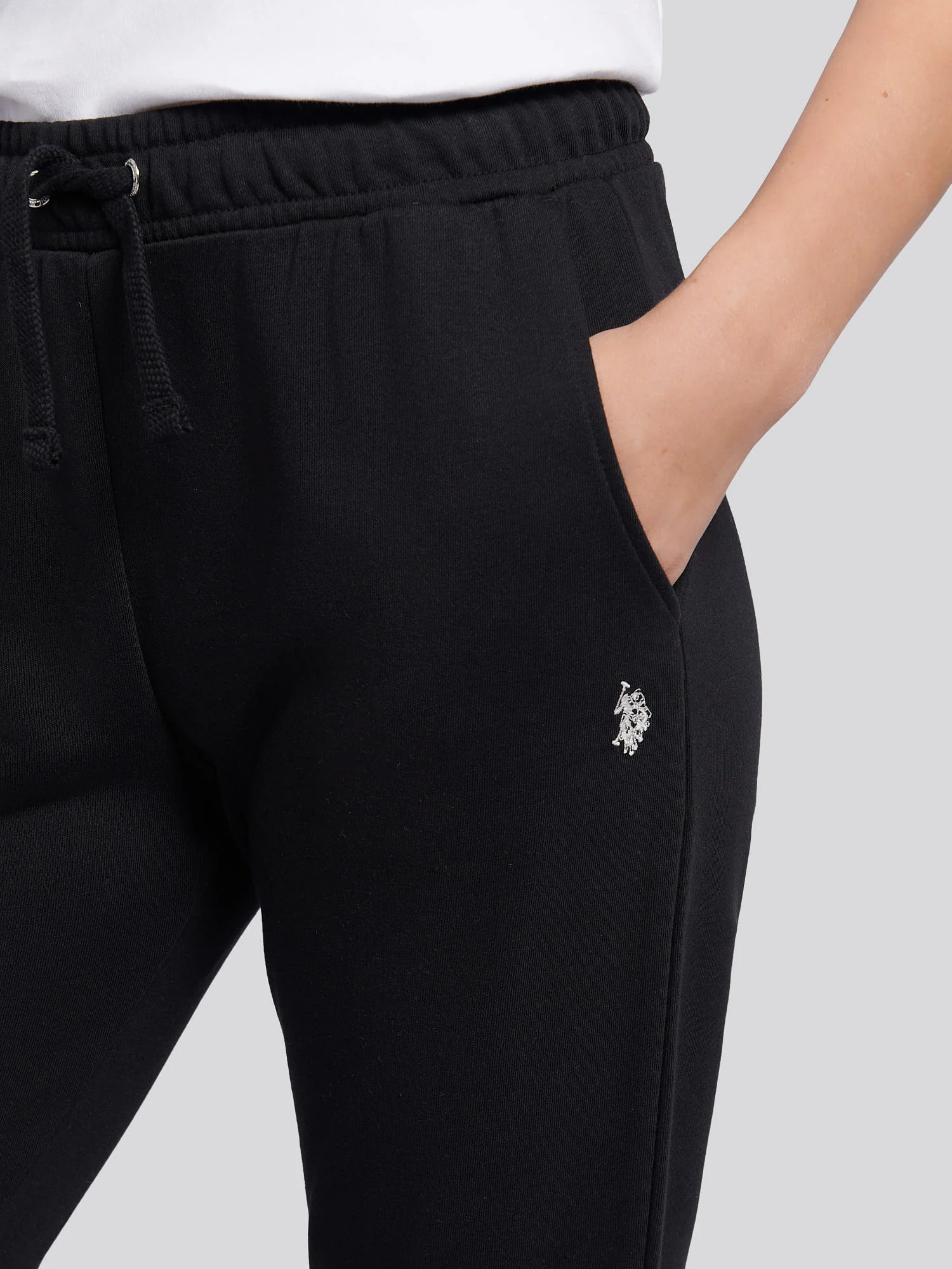 Womens Double Horsemen Roll Cuff Jogger in Black - Image 2