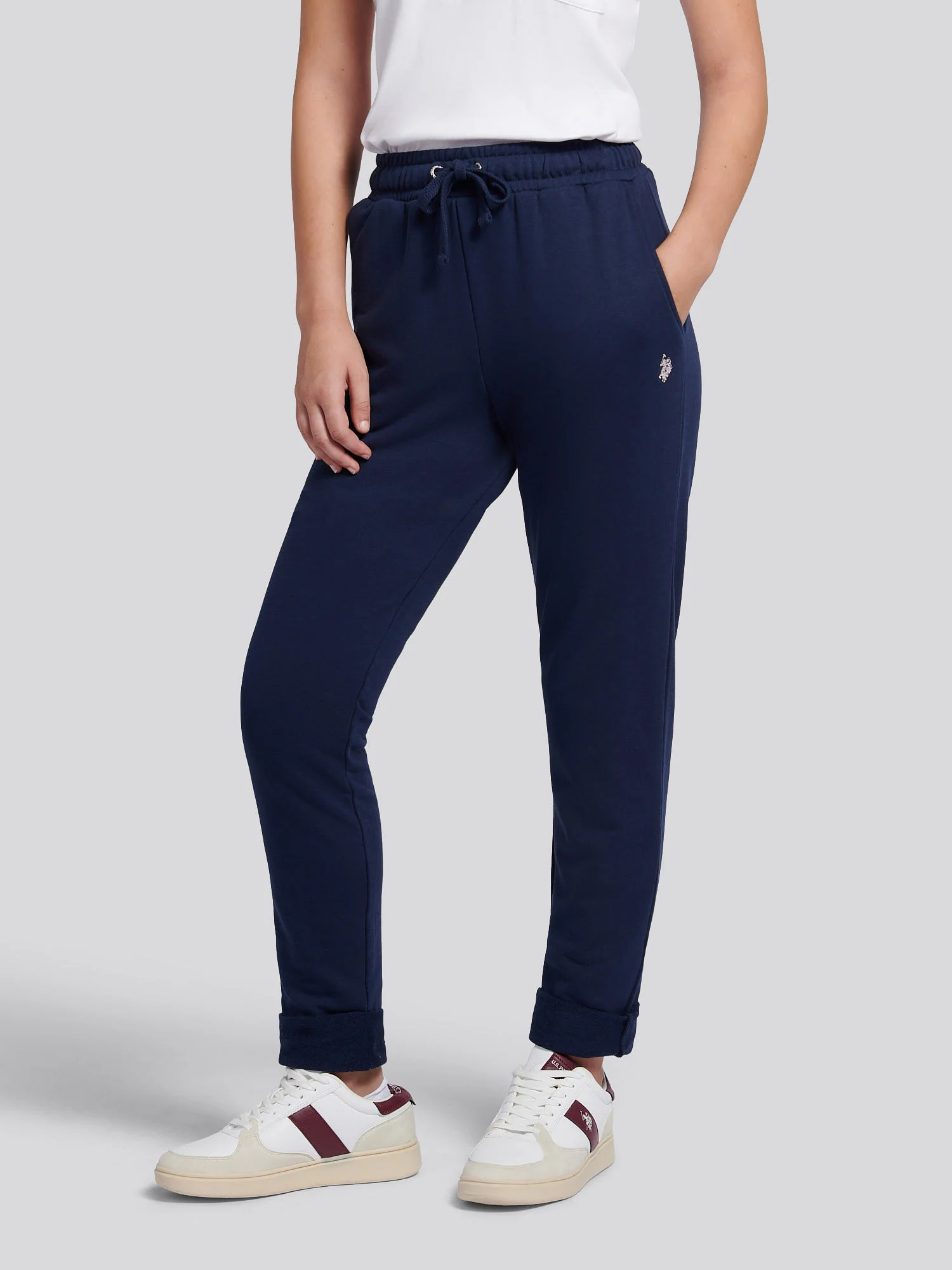 Womens Double Horsemen Roll Cuff Jogger in Navy Iris