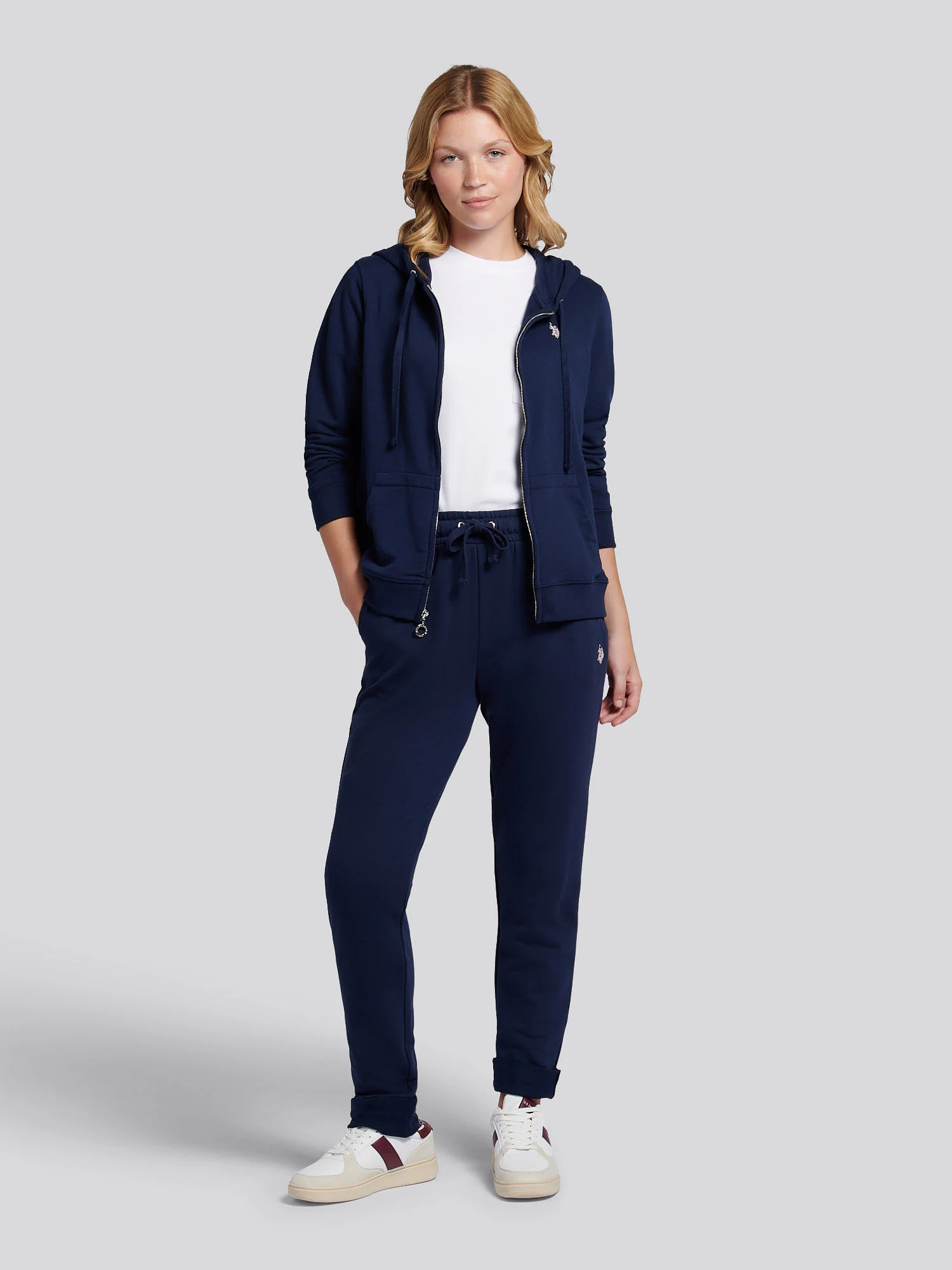 Womens Double Horsemen Roll Cuff Jogger in Navy Iris - Image 3