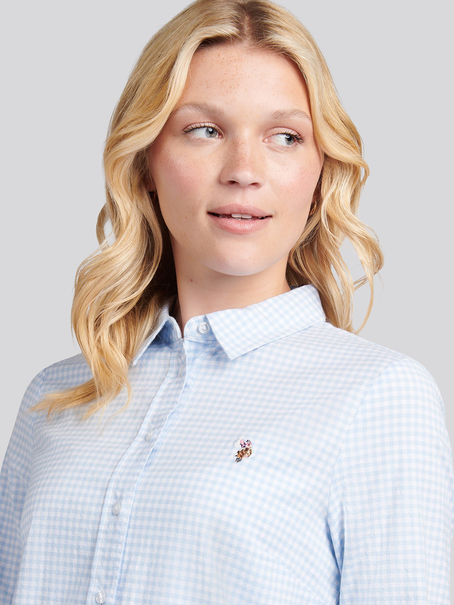 Womens Gingham Classic Fit Shirt in Windsurfer - Image 2