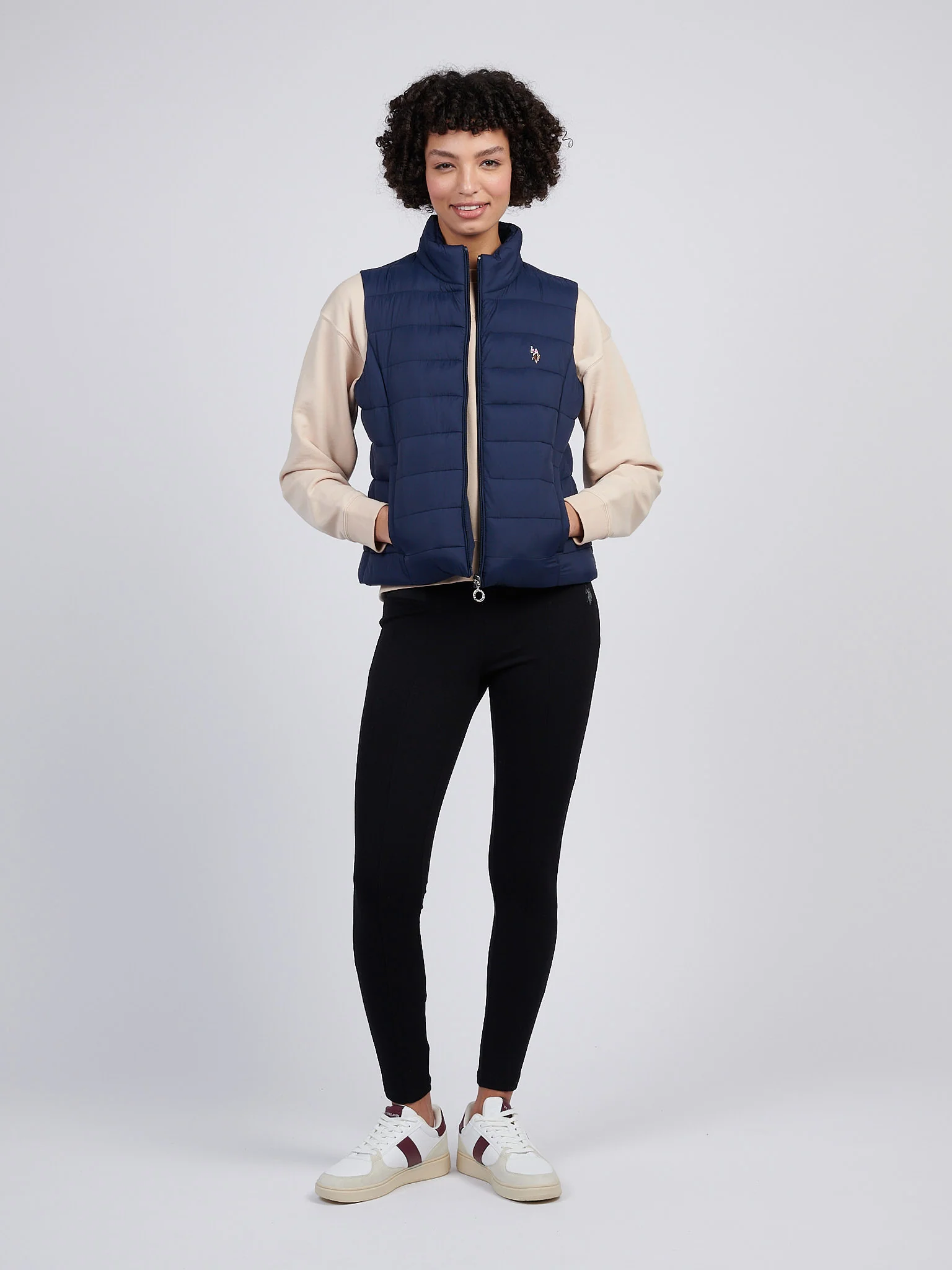 Womens Lightweight Puffer Gilet in Navy Iris - Image 3
