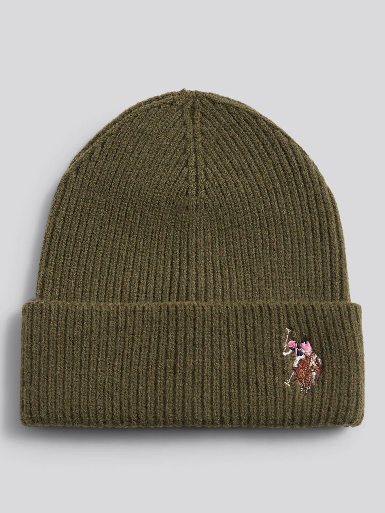 Womens Multicolour Double Horsemen Knit Beanie in Kalamata Green - Image 5