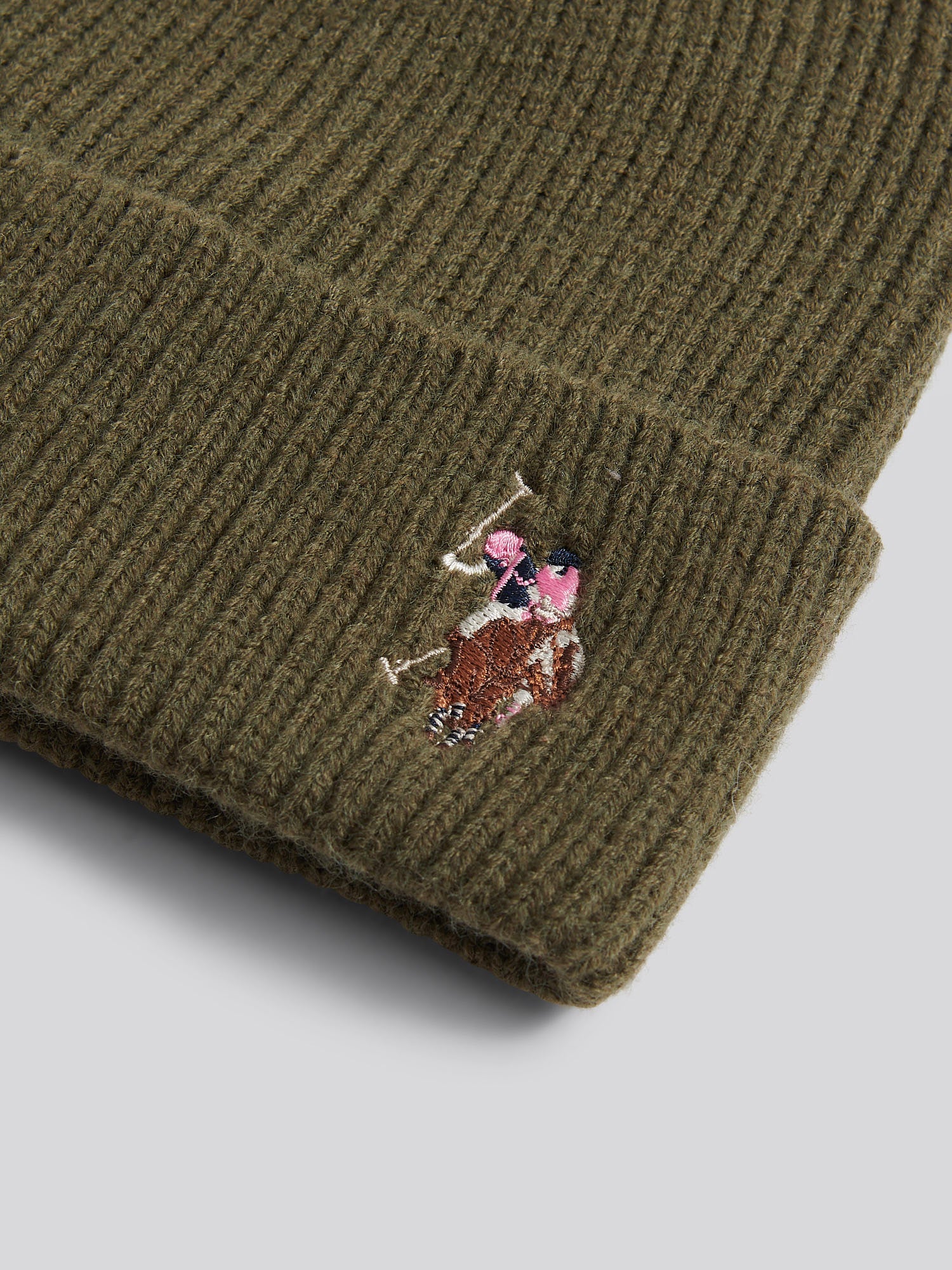 Womens Multicolour Double Horsemen Knit Beanie in Kalamata Green - Image 7