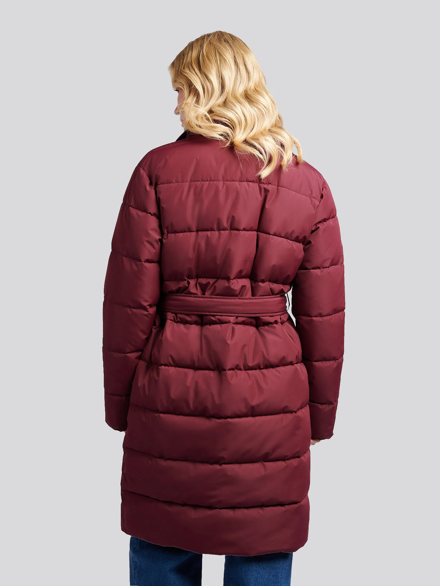 Womens Puffer Trench Coat in Fig - Image 4