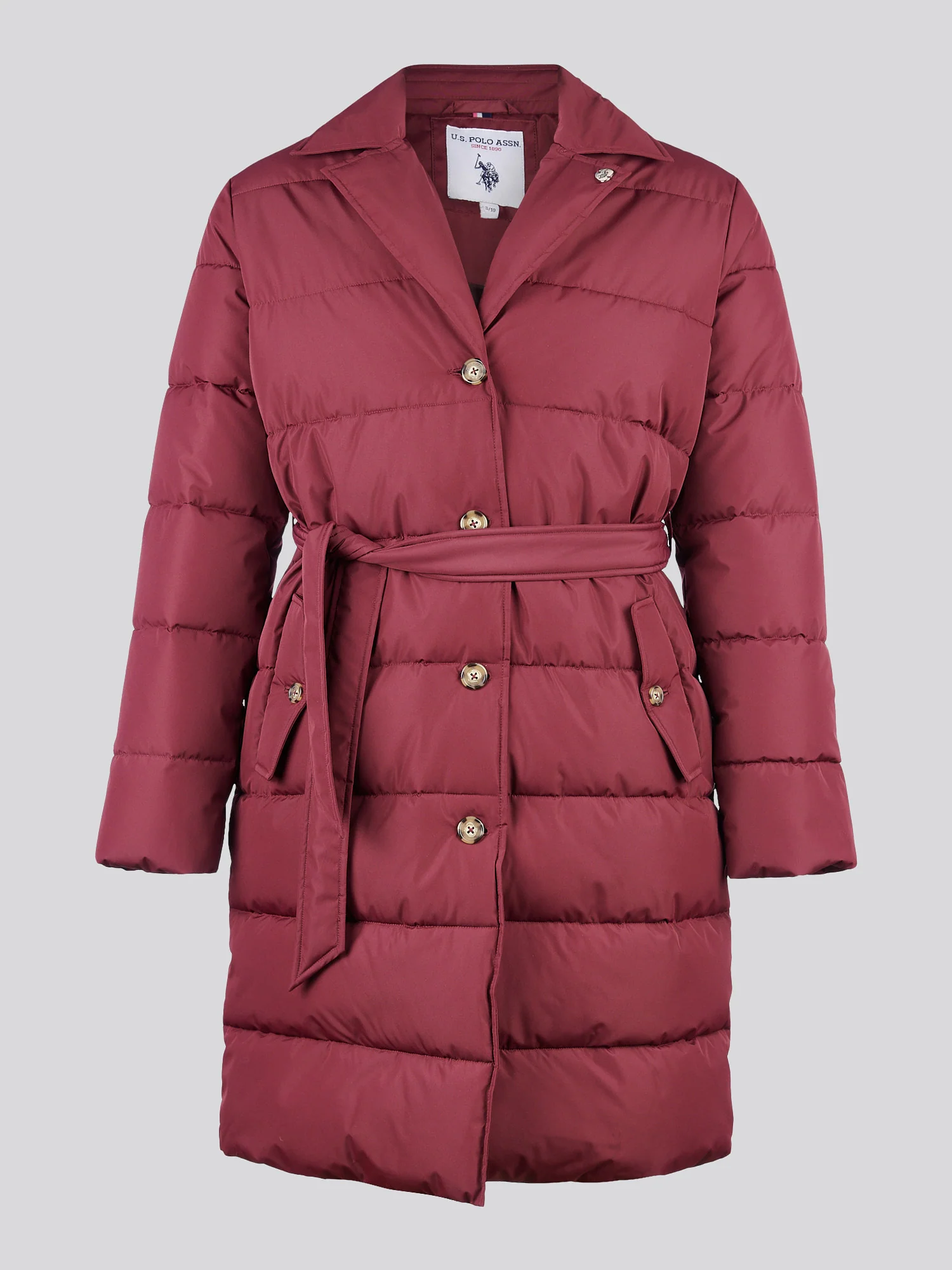 Womens Puffer Trench Coat in Fig - Image 7