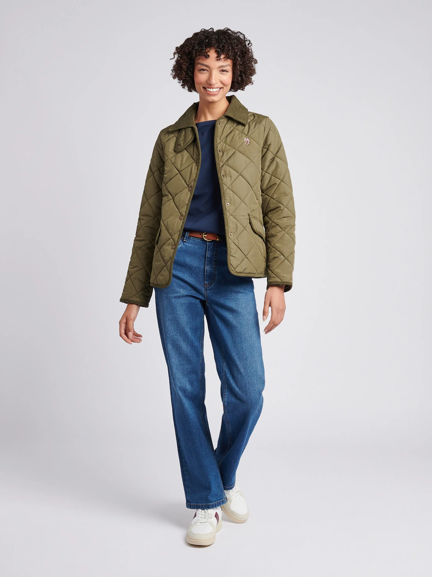 Womens Quilted Country Jacket in Kalamata Green - Image 2