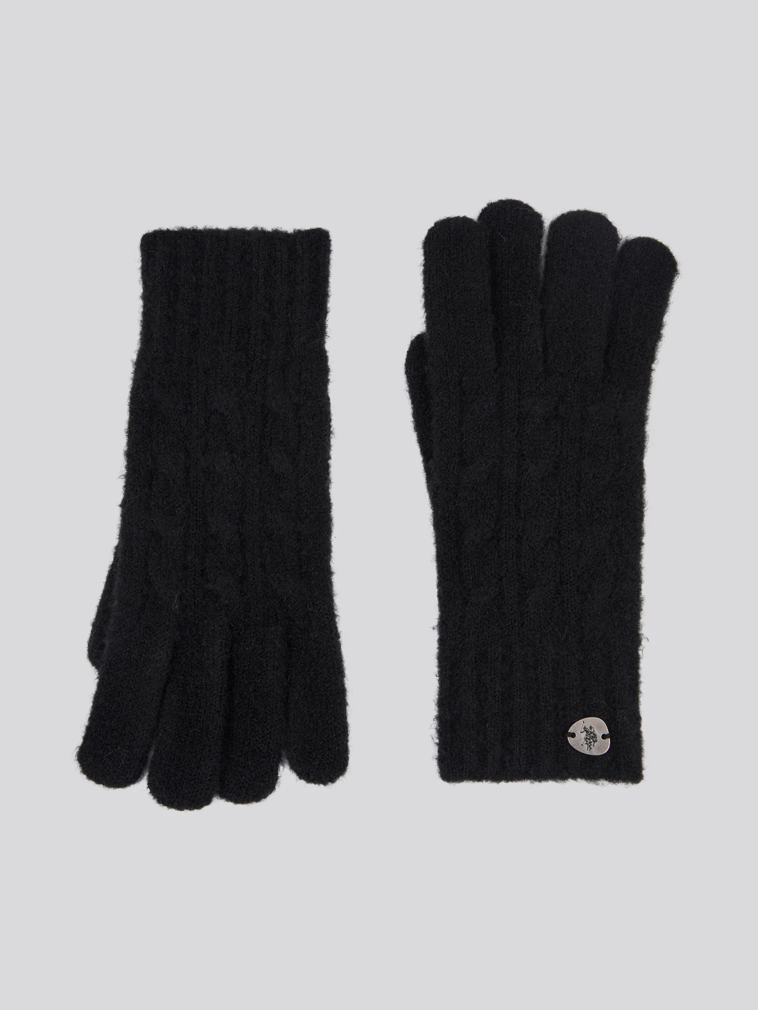 Womens Signature Cable Knit Beanie & Gloves Set in Black - Image 5