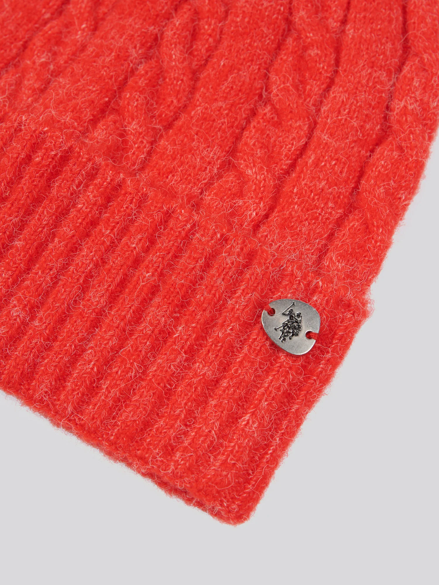 Womens Signature Cable Knit Beanie in Aura Orange - Image 3