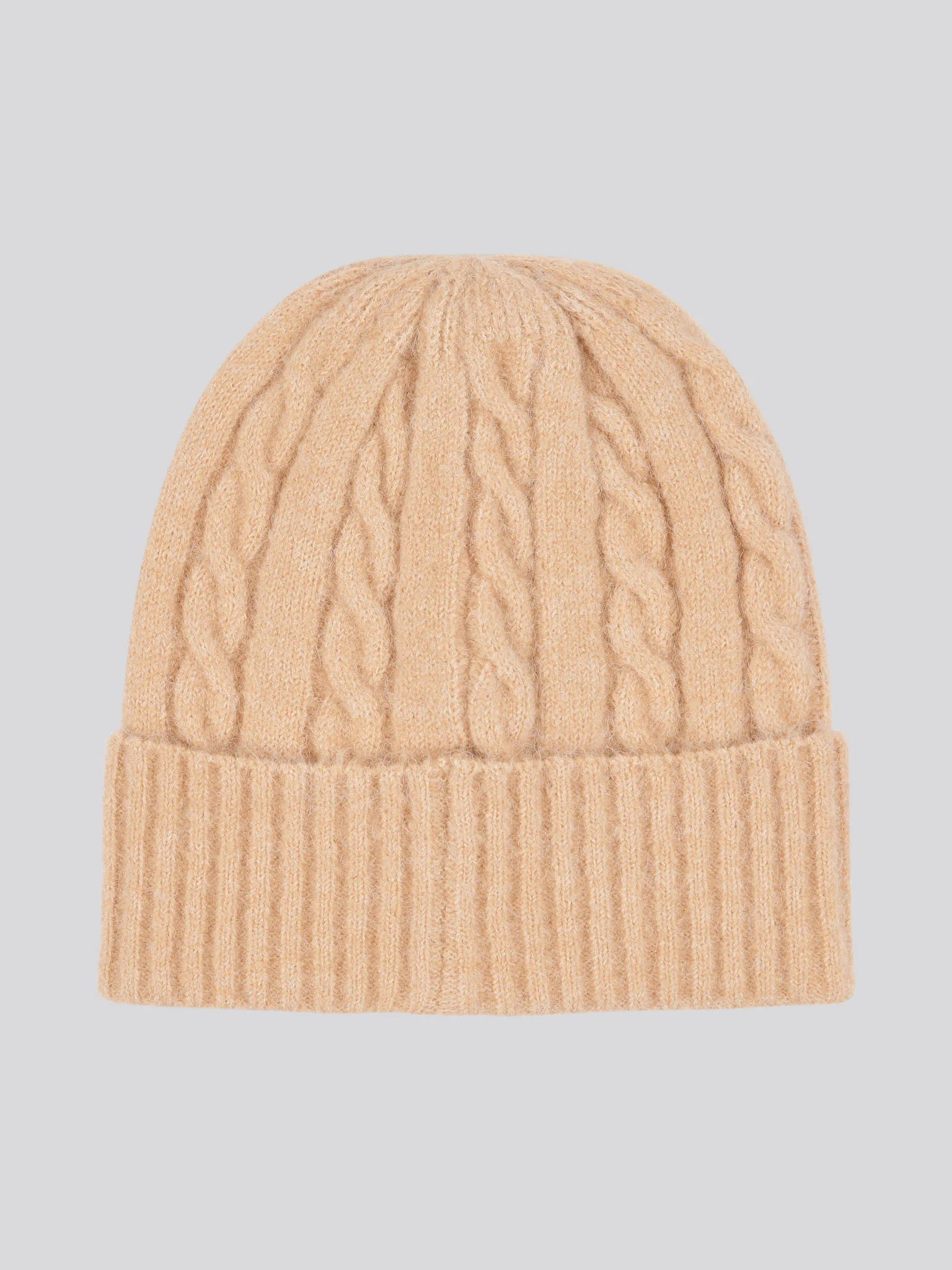 Womens Signature Cable Knit Beanie in Cuban Sand - Image 2
