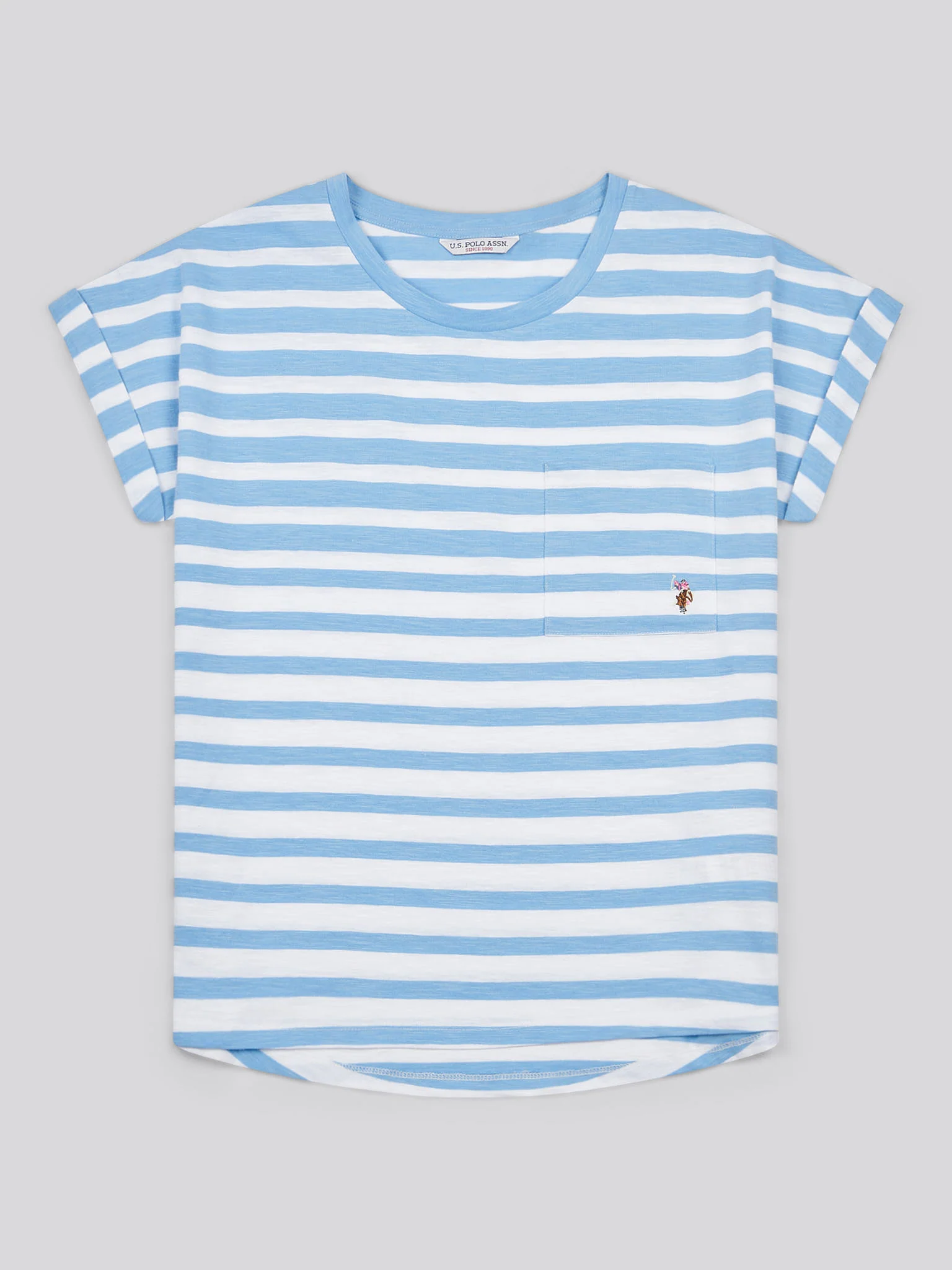 Womens Stripe Slub T-Shirt in Vista Blue - Image 5