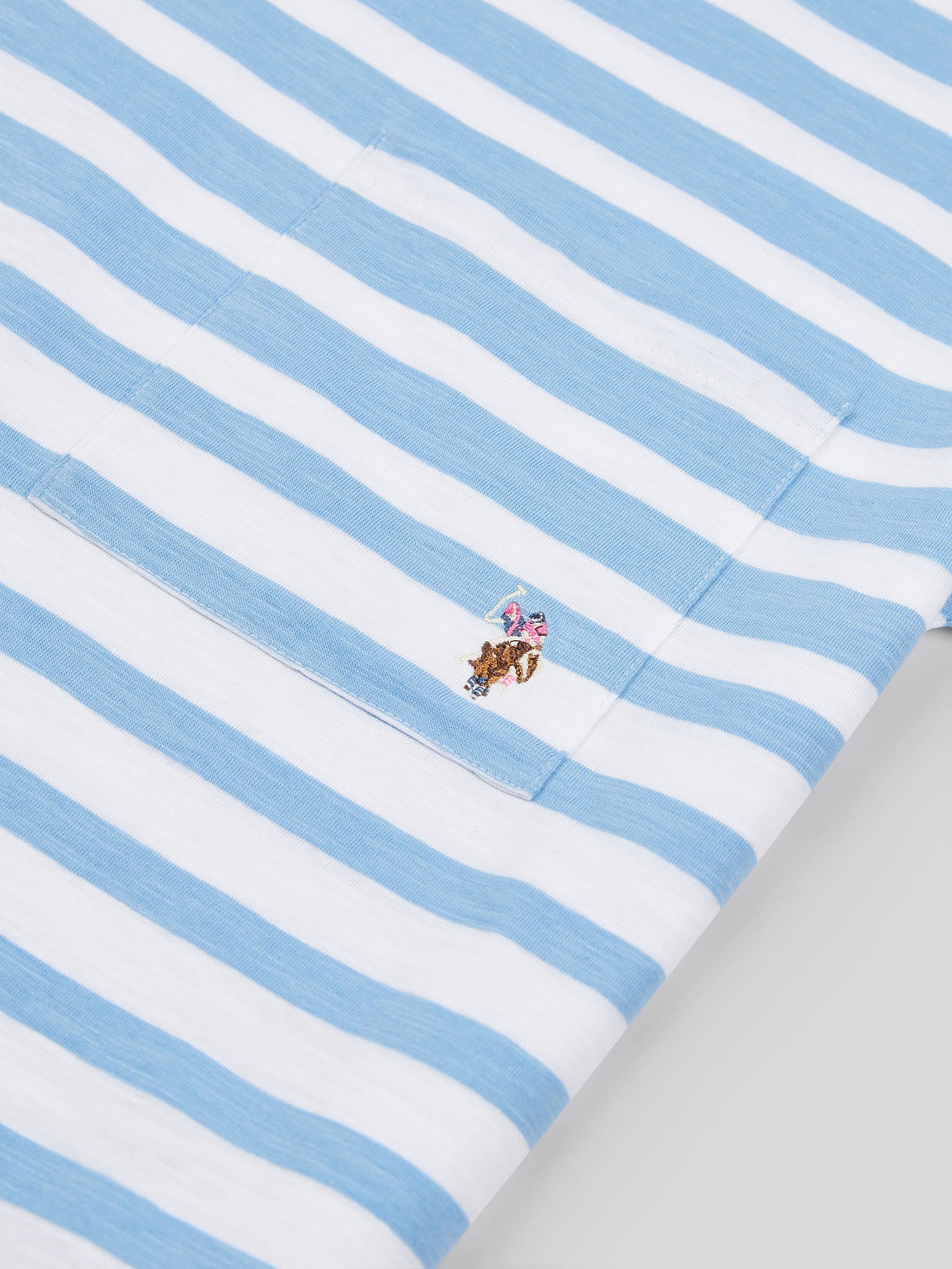 Womens Stripe Slub T-Shirt in Vista Blue - Image 7