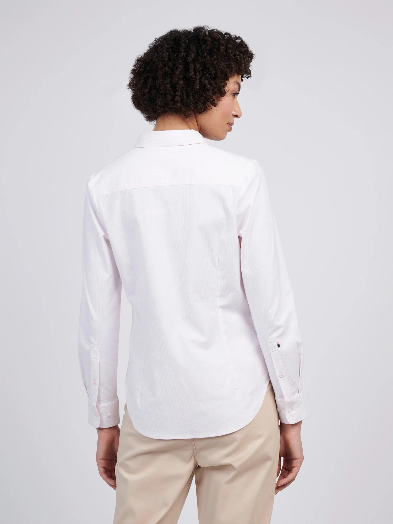 Womens Stripe Stretch Classic Fit Oxford Shirt Crystal Rose - Image 2