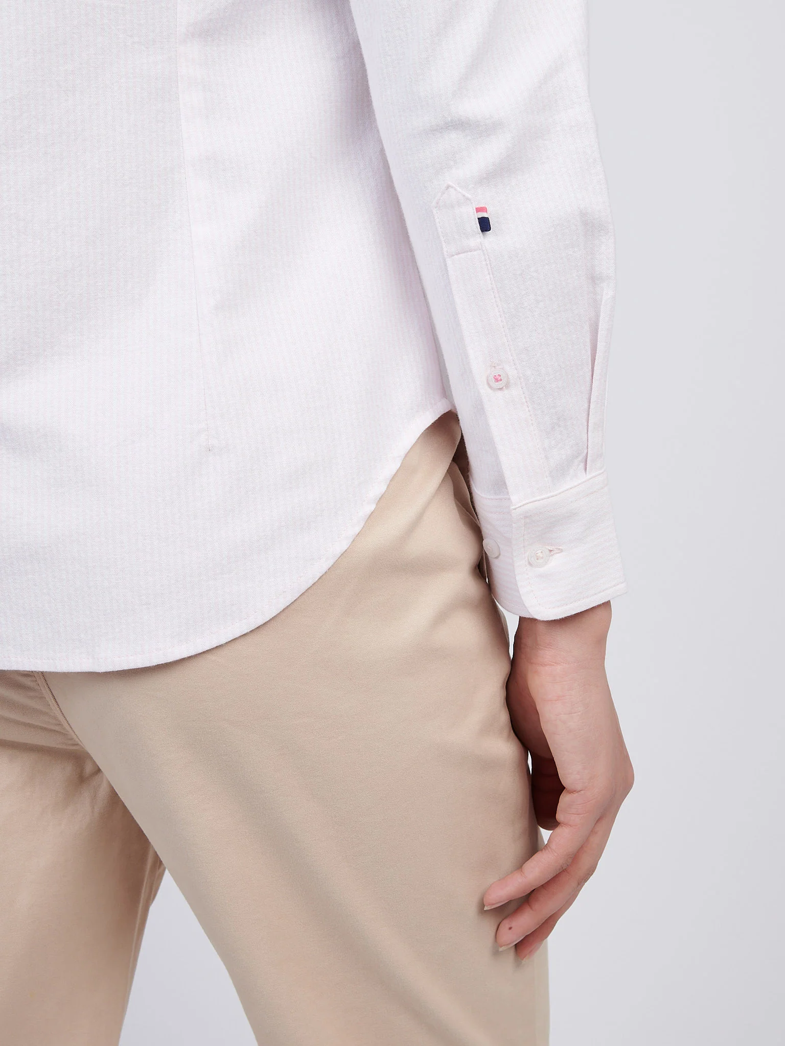 Womens Stripe Stretch Classic Fit Oxford Shirt Crystal Rose - Image 3