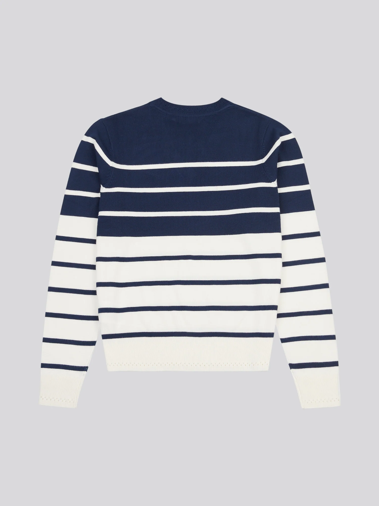 Womens Stripe V-Neck Fine Knit Jumper in Navy Iris - Image 6