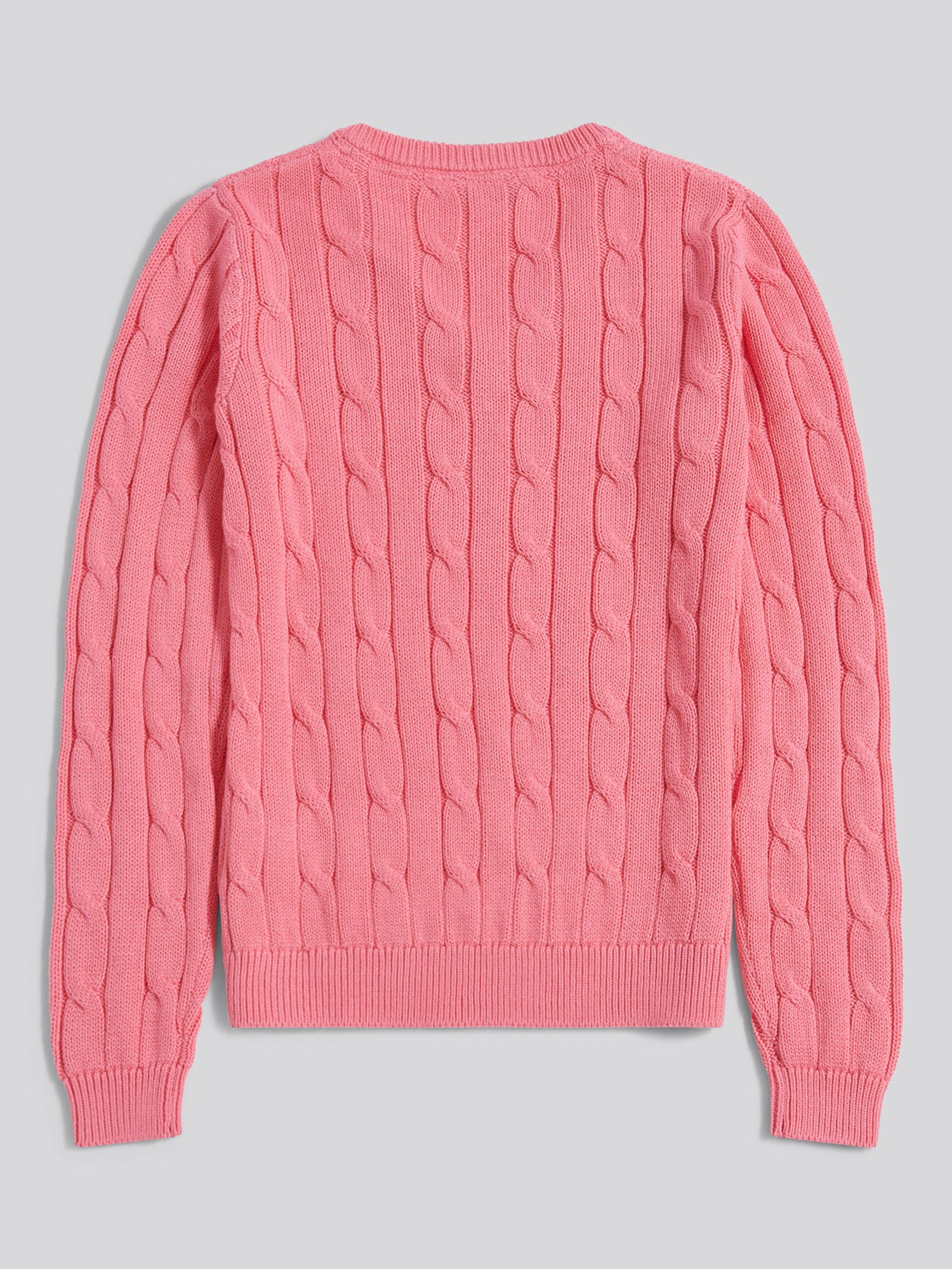 Womens V-Neck Cable Jumper Bubblegum - Image 7