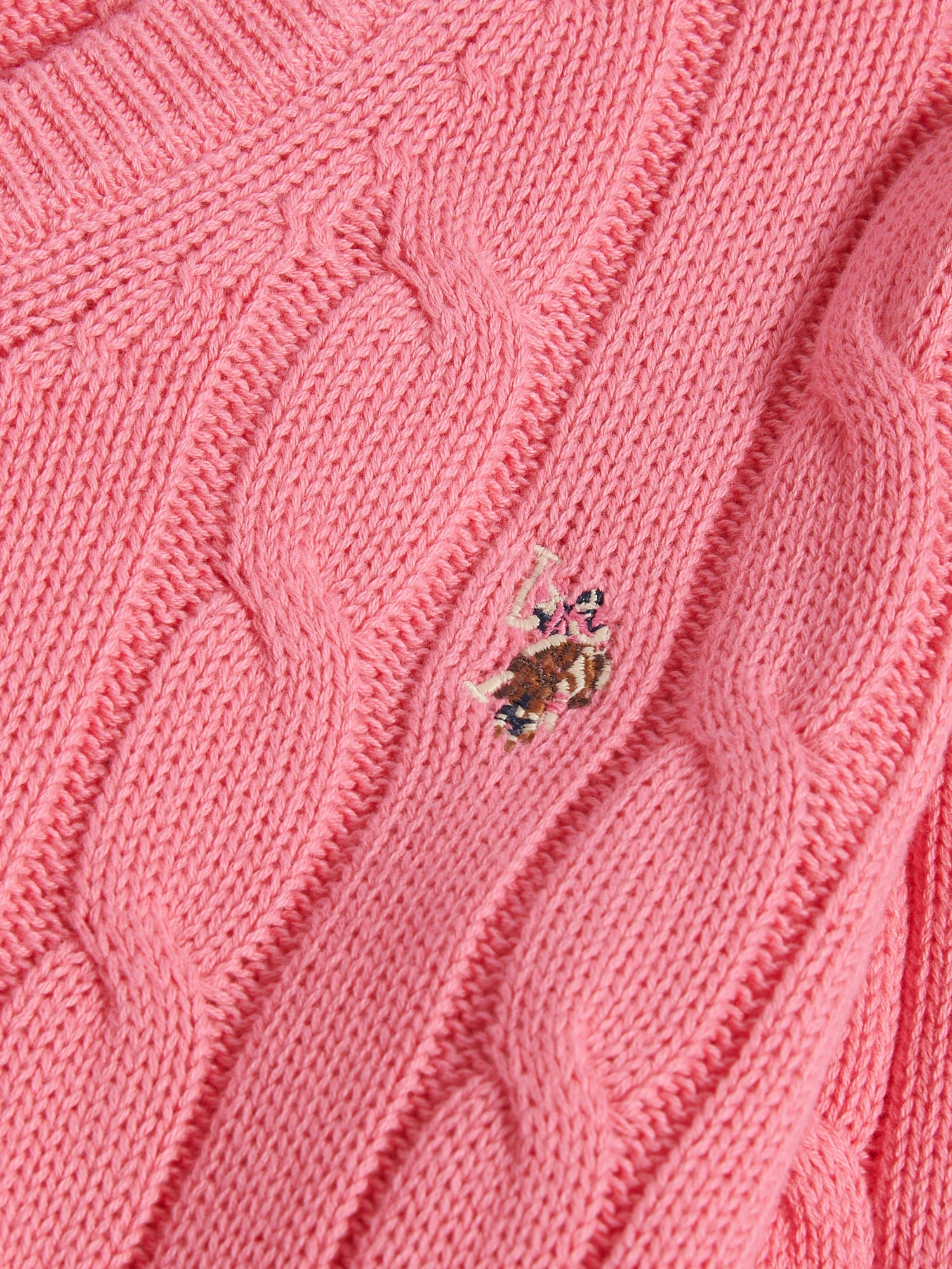 Womens V-Neck Cable Jumper Bubblegum - Image 8