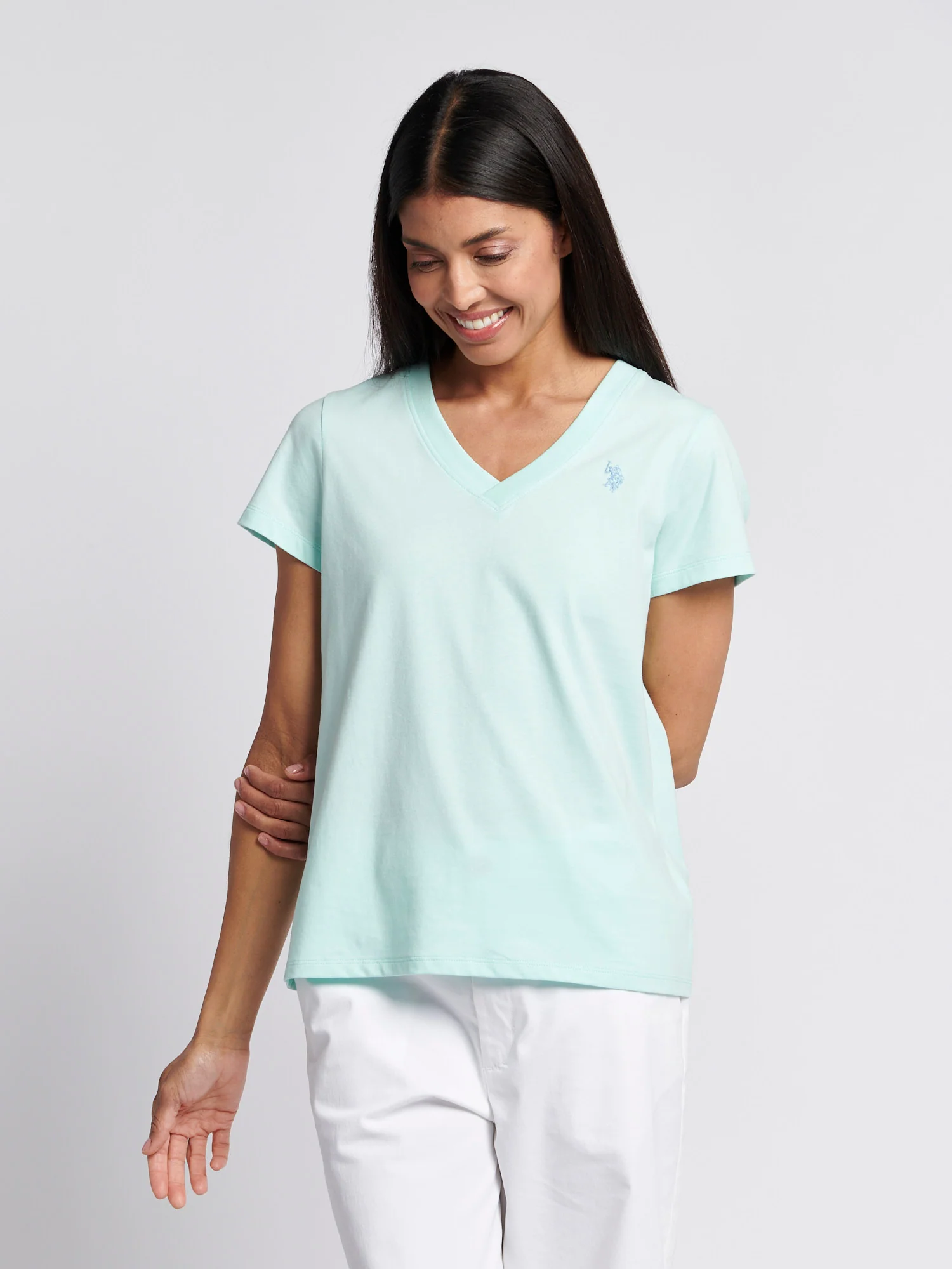 Womens V-Neck T-Shirt Blue Light