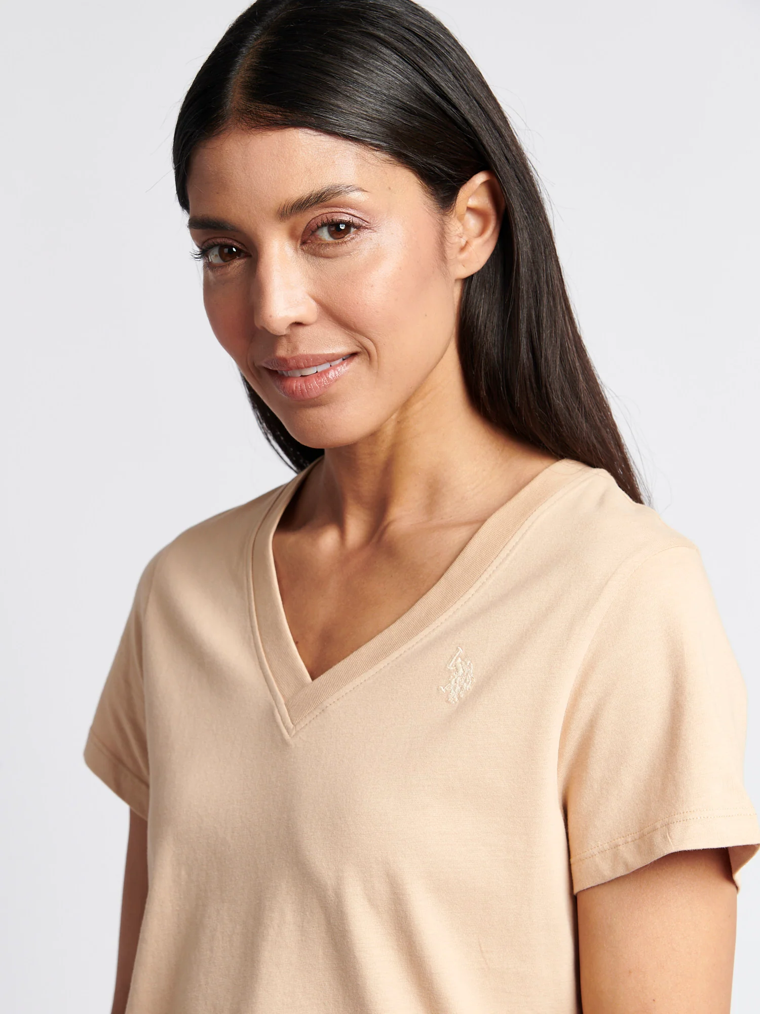 Womens V-Neck T-Shirt Cuban Sand - Image 2